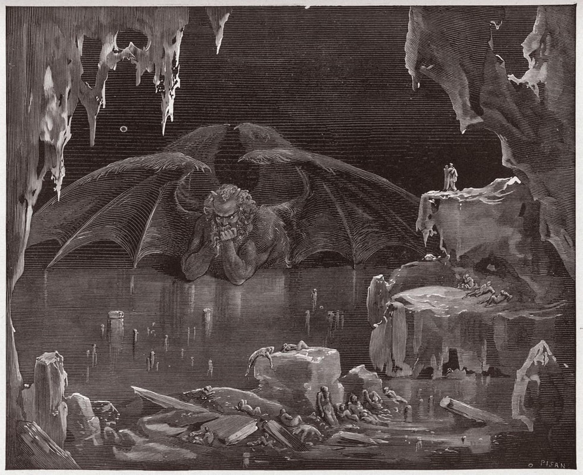 POSTERIIk Vintage Print Pop Art Landscape Artwork the Divine Comedy by Gustave Dore Art Prints for Office Home Decor 60x90cm