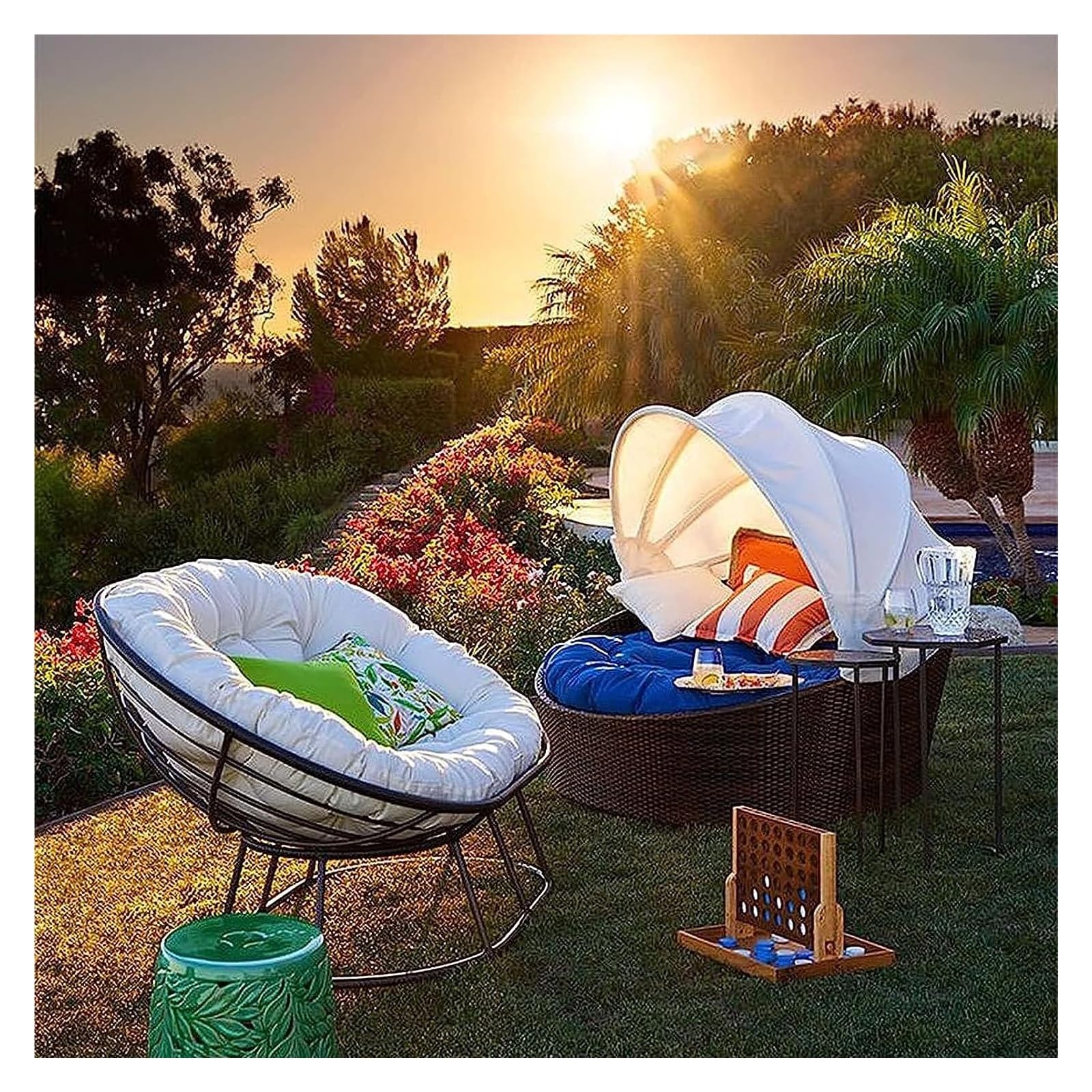 Cuscino rotondo impermeabile per sedia, 40-180 cm, imbottito e rimovibile, per giardino e terrazza, marrone scuro, di grandi dimensioni, 170 x 170 cm, comodi posti a sedere all'aperto