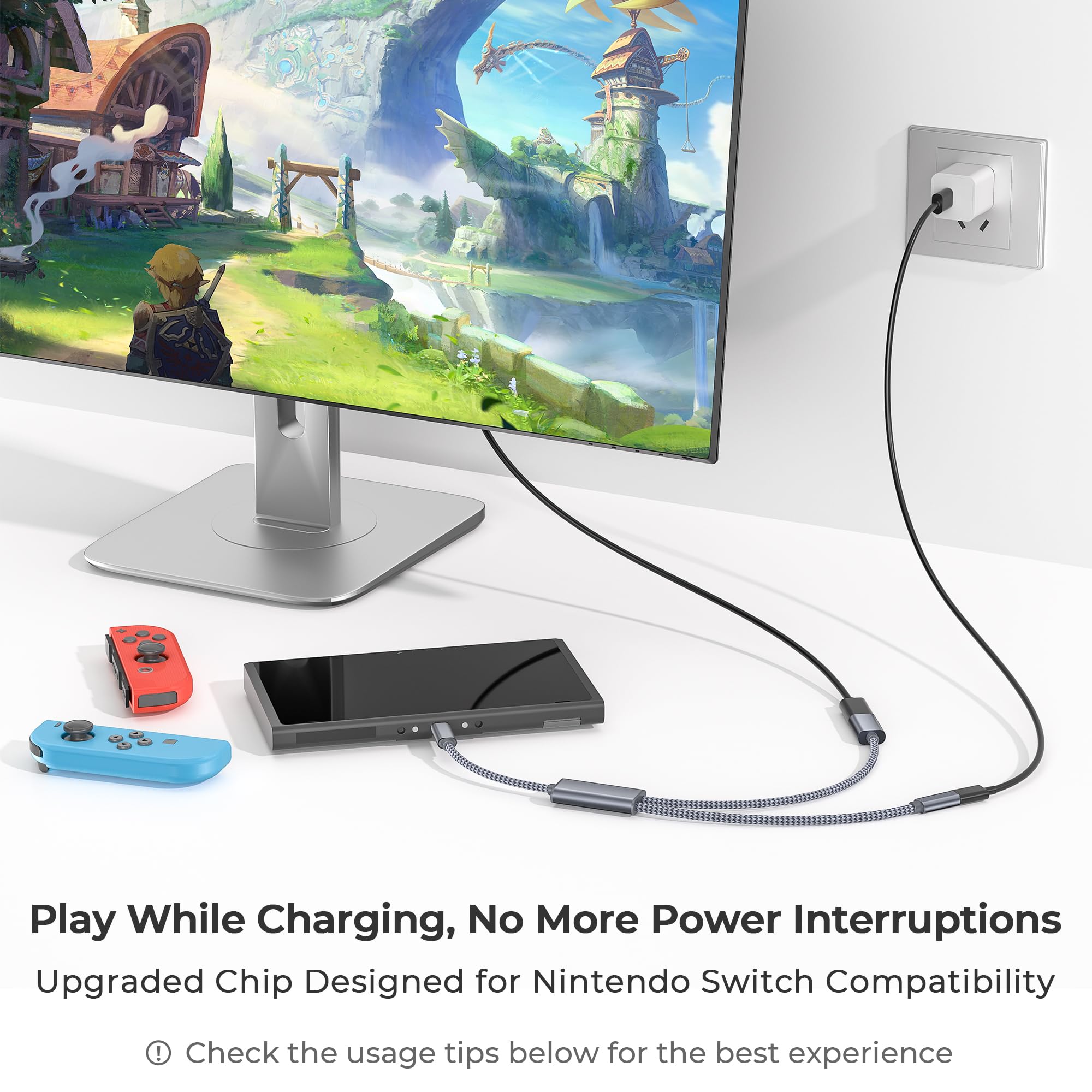 Basesailor Adaptateur USB C vers HDMI,2-en-1 Type C vers HDMI 4K@30Hz avec charge PD 100W femelle pour iPhone 17/16/15 Pro Max Plus,MacBook,iPad Air/Mini,Samsung S25/S24/S23,Steam Deck,Nintendo Switch