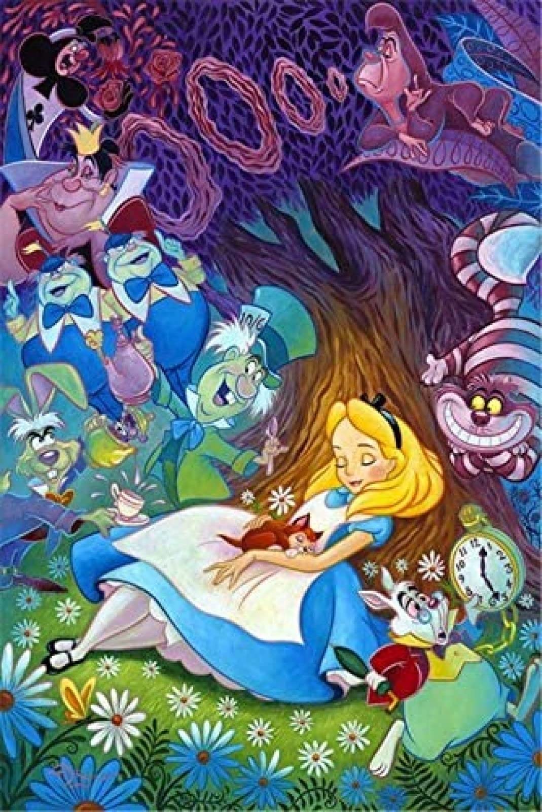 VGJM 5D Diamond Painting, Cartoon Animation & Quot; Alice in Wonderland & Quot; Round Crystal Rhinestone Embroidery Cross Stitch, Adult Kids Handmade Gifts 30x40cm