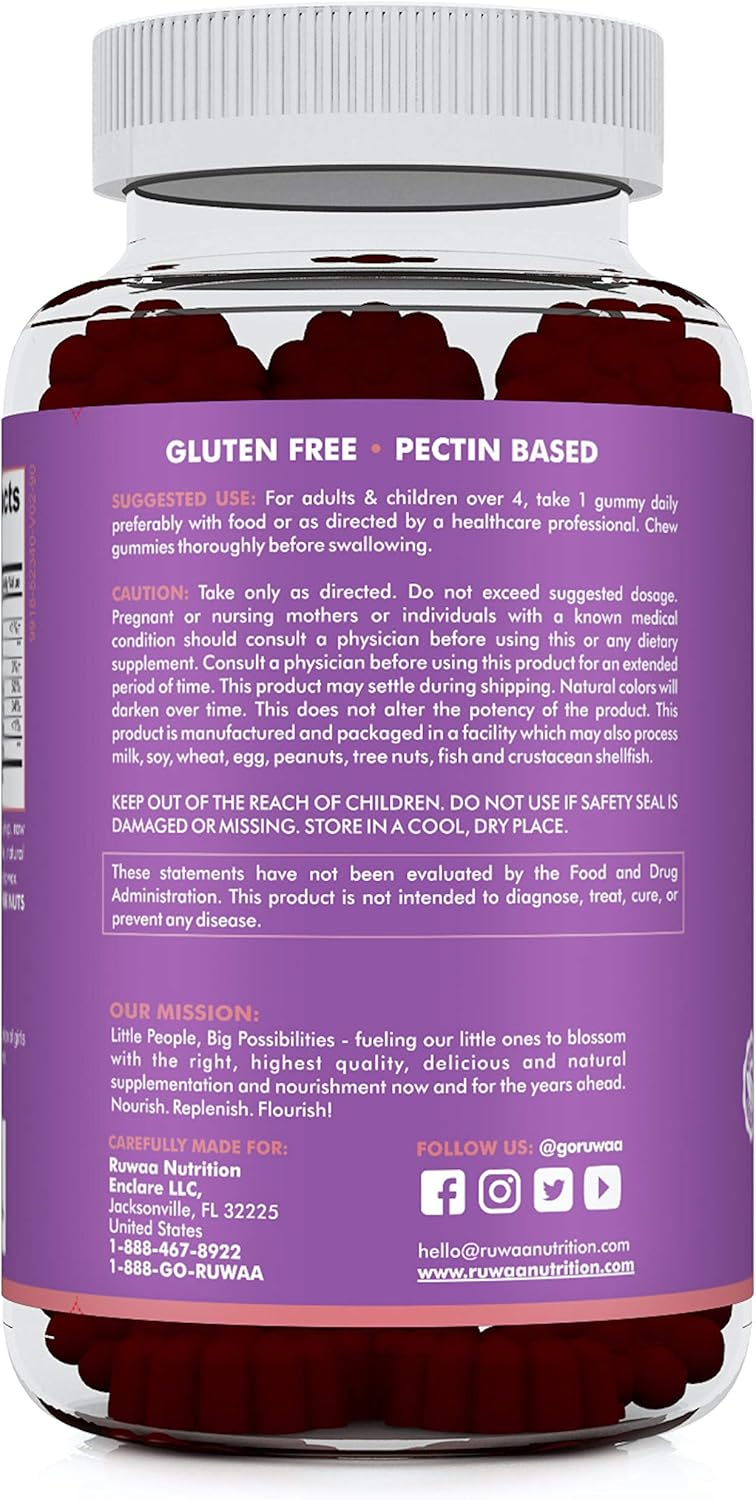 RUWAA NUTRITION Sambucus Elderberry Gummies for Kids with Zinc & Vitamin C: Antioxidant, Immune Support Vitamins, Supports Immune System Health: Vegetarian, Gluten Free, Gelatin Free (3)