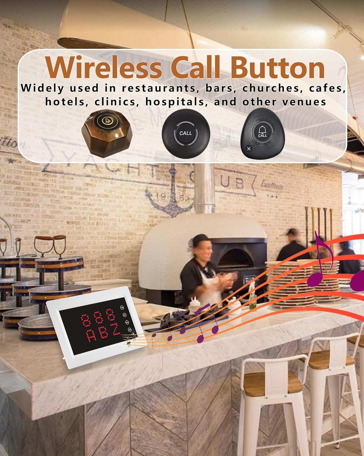 CS M2 Wireless 15 Call Buttons for Restaurant Pager System (Need to Be Paired with WNKRUN's Receiver to Work)