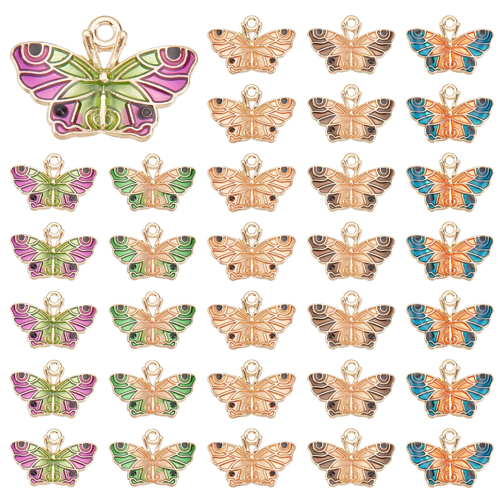 FASHEWELRY 48 Dijes De Filigrana De Mariposa De Acero Inoxidable, Adornos De Metal Grabados Con Arco