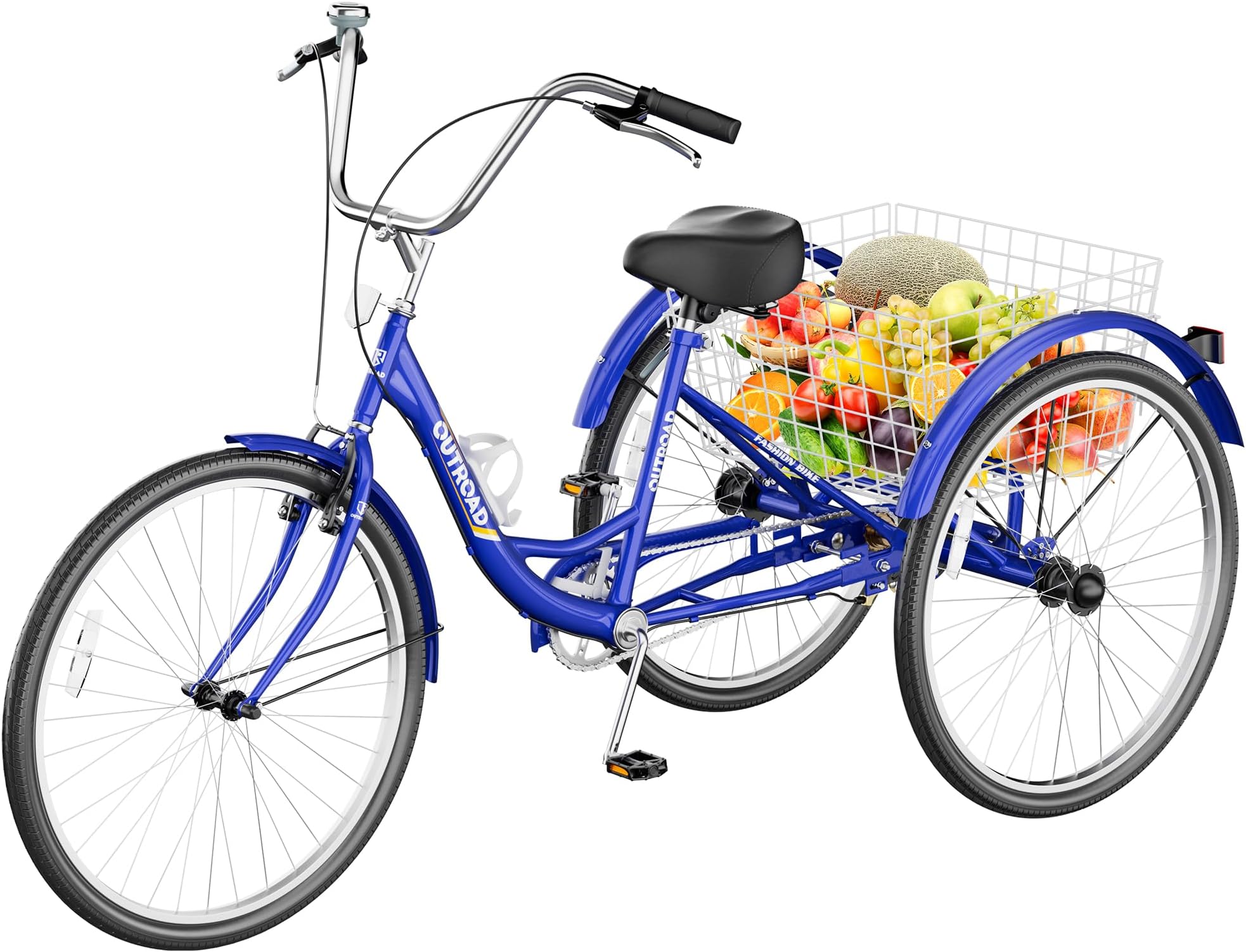 Adult Tricycle with Large Basket 24/26 Inch, Stable 3-Wheel Cruise Bicycle for Shopping, Beach and City Trike Perfect for Men, Women, Seniors