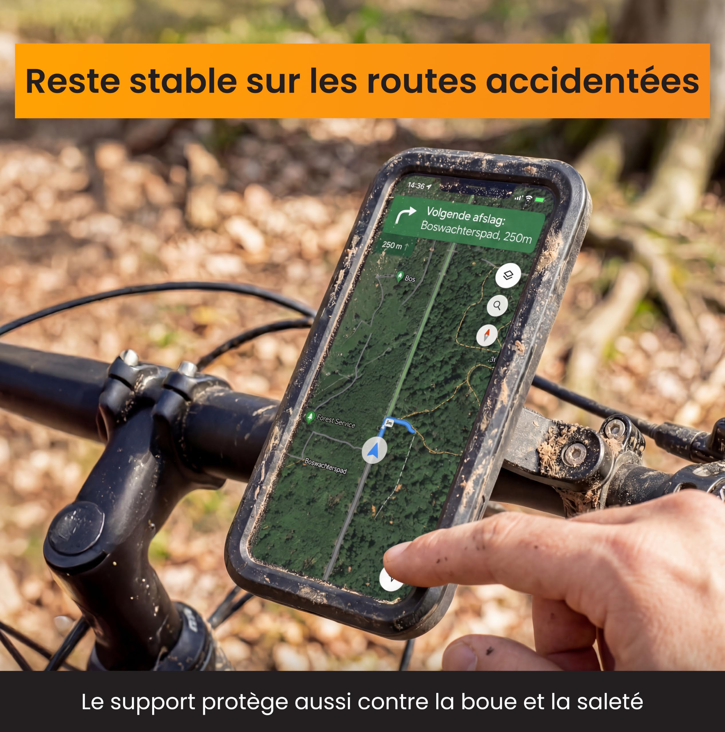 R2B Support Téléphone Vélo avec Batterie Externe 5000mAh, Support Vélo Étanche Téléphone Support Smartphone Vélo avec Charge sans Fil pour Moto, Scooter et E-Bike