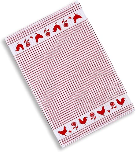 Miniatura 2 de Cackleberry Home Juego de 4 toallas de cocina de algodón a cuadros para ventana de patio trasero (rojo)