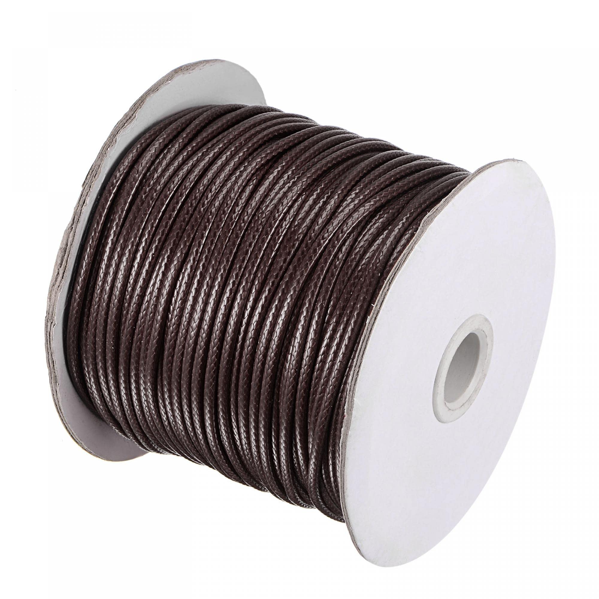 sourcing map 2.5mm Waxed Polyester String Cord 78M (85-Yards) Beading Thread Crafting Rope for Jewelry Making Bracelet Necklace Weaving, Dark Brown