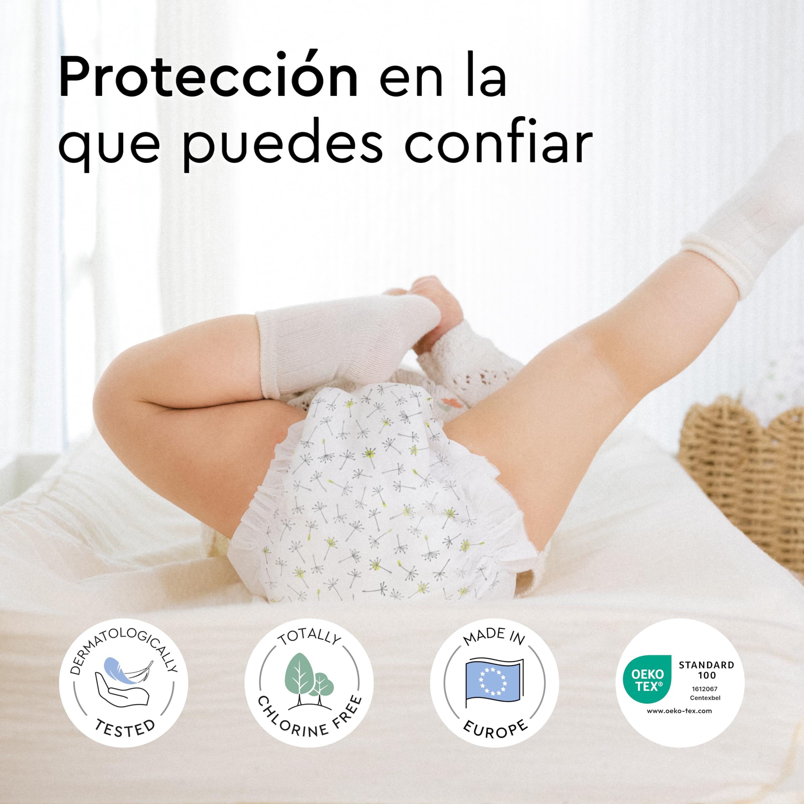 Pañales LILLYDOO delicados con la piel - talla 1 (2+ kg), caja de medio mes (72 unidades), protección contra fugas, suaves, sin perfumes ni lociones y dermatológicamente probados — view 6