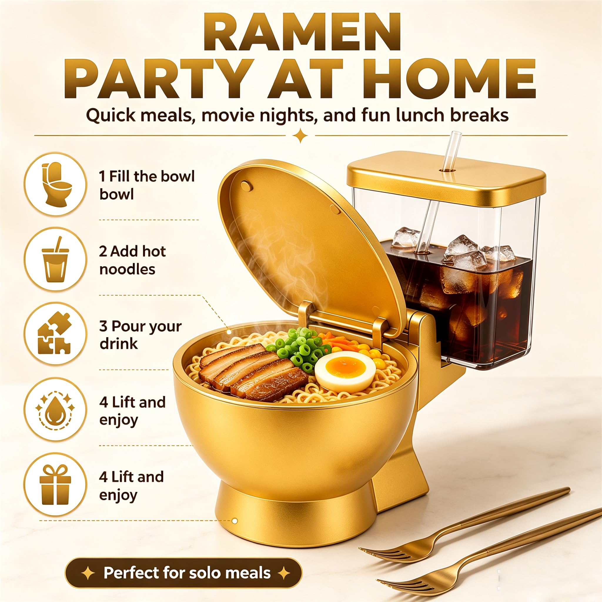 Toilette Ramens Schüssel Mit Deckel Und Getränkebehälter, Novelty Nudelbowl Mit Trinkhalm, Wiederverwendbare Instant Nudeln Schüssel, Lustiges Spaßgeschenk Für Erwachsene