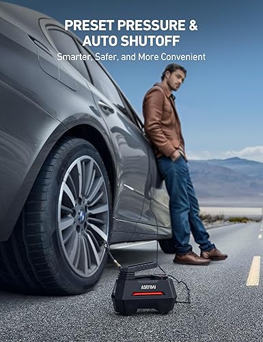 Miniatura 3 de AstroAI Inflador de neumáticos para compresor de aire, cable de extensión rojo y encendedor de cigarrillos, paquete de 12 pies