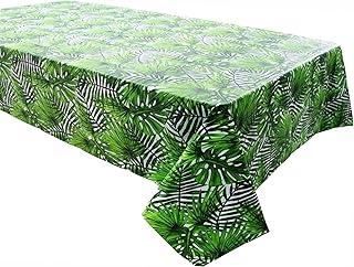 AMZPTBOY Animal Safari Theme Zoo Print Table Cover Tablecloth Party Supplies Ideal for Birthday Parties, Party, Baby Showers, Jungle Themed Decorations (Palm Leaf Tablecover)