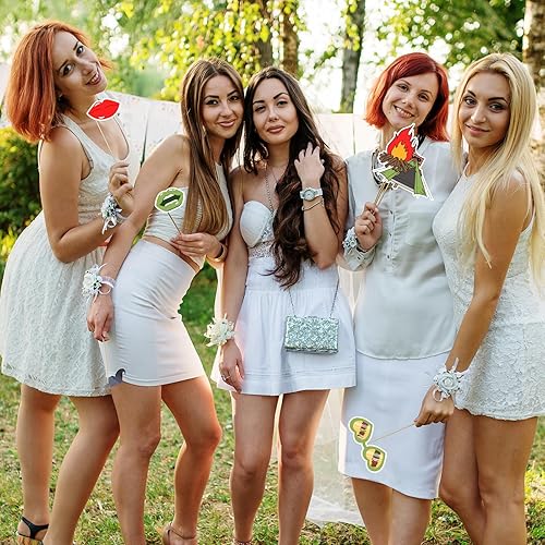 Miniatura 7 de Accesorios para cabina de fotos de despedida de soltera, 22 piezas de accesorios para cabina de fotos para despedida de soltera, compromiso, boda,