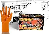 Vista 10 de Copperhead Guantes desechables de nitrilo naranja HD, 8 mil, sin látex ni polvo, industriales, seguros para alimentos, textura de diamante elevado