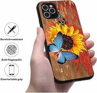 Vista 2 de Funda para iPhone 13, funda protectora de silicona suave a prueba de golpes con diseño de girasol de mariposa colorida para iPhone 13