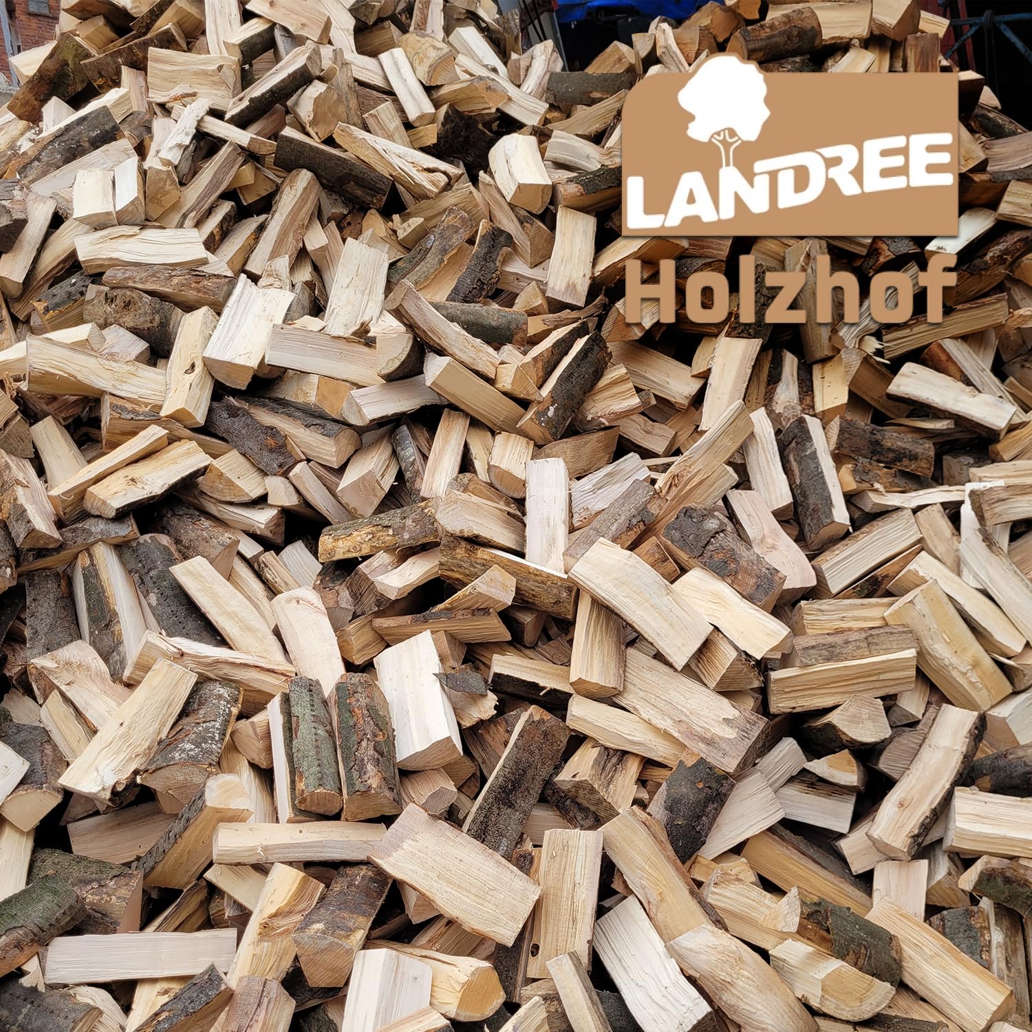 Landree Kaminholz Buche 20 kg für Kamin, Kaminofen, Lagerfeuer, Feuerschale und Ofen, 20-25 cm Scheitlänge, kammergetrocknet, Holz, Brennholz, Wood vom Familien-Holzhof aus Schleswig Holstein
