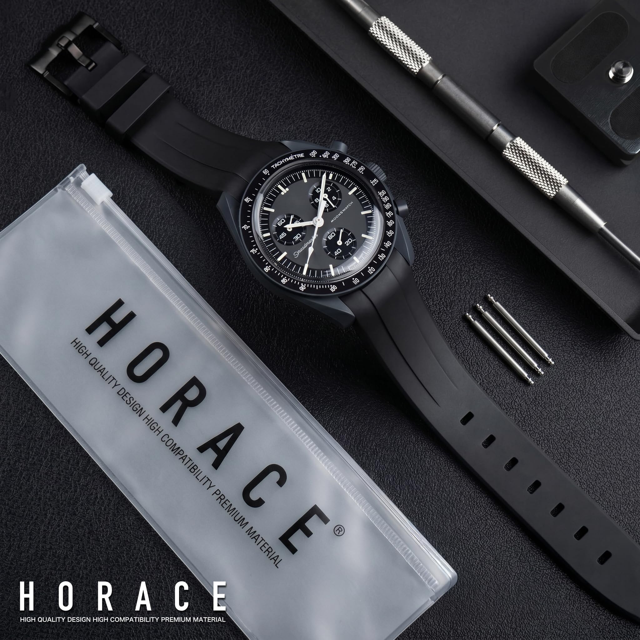 HORACE Cinturino universale per orologio in silicone liquido 20mm – Compatibile Omega x Swatch MoonSwatch – Kit di montaggio incluso