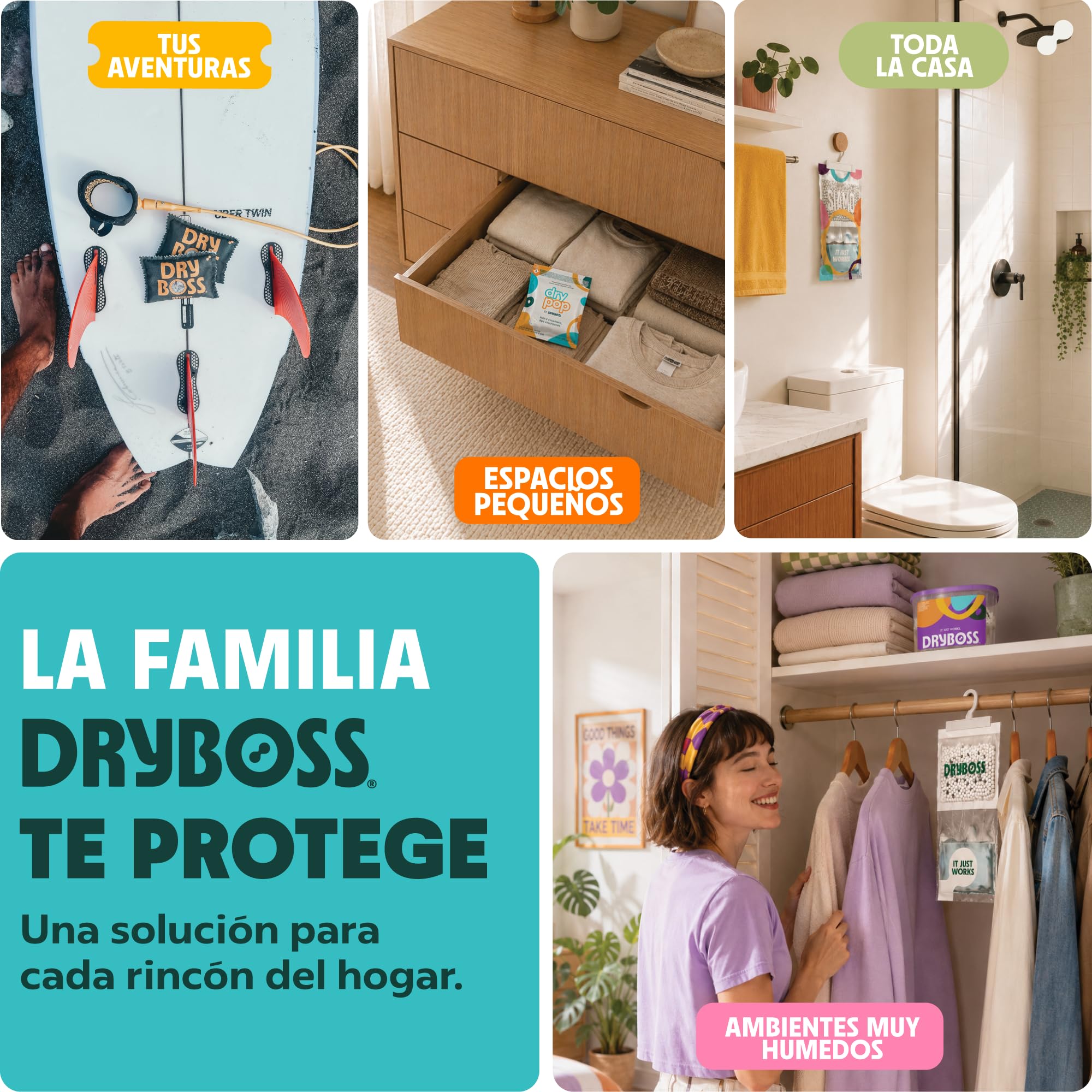 Pack 18 Sachets Antihumedad Cajones – Deshumidificador DRYPOP 20G | Absorbente de Humedad Seguro y Compacto para Cajones, Armarios, Trasteros, Baño, Coche, Cocina y Espacios Pequeños