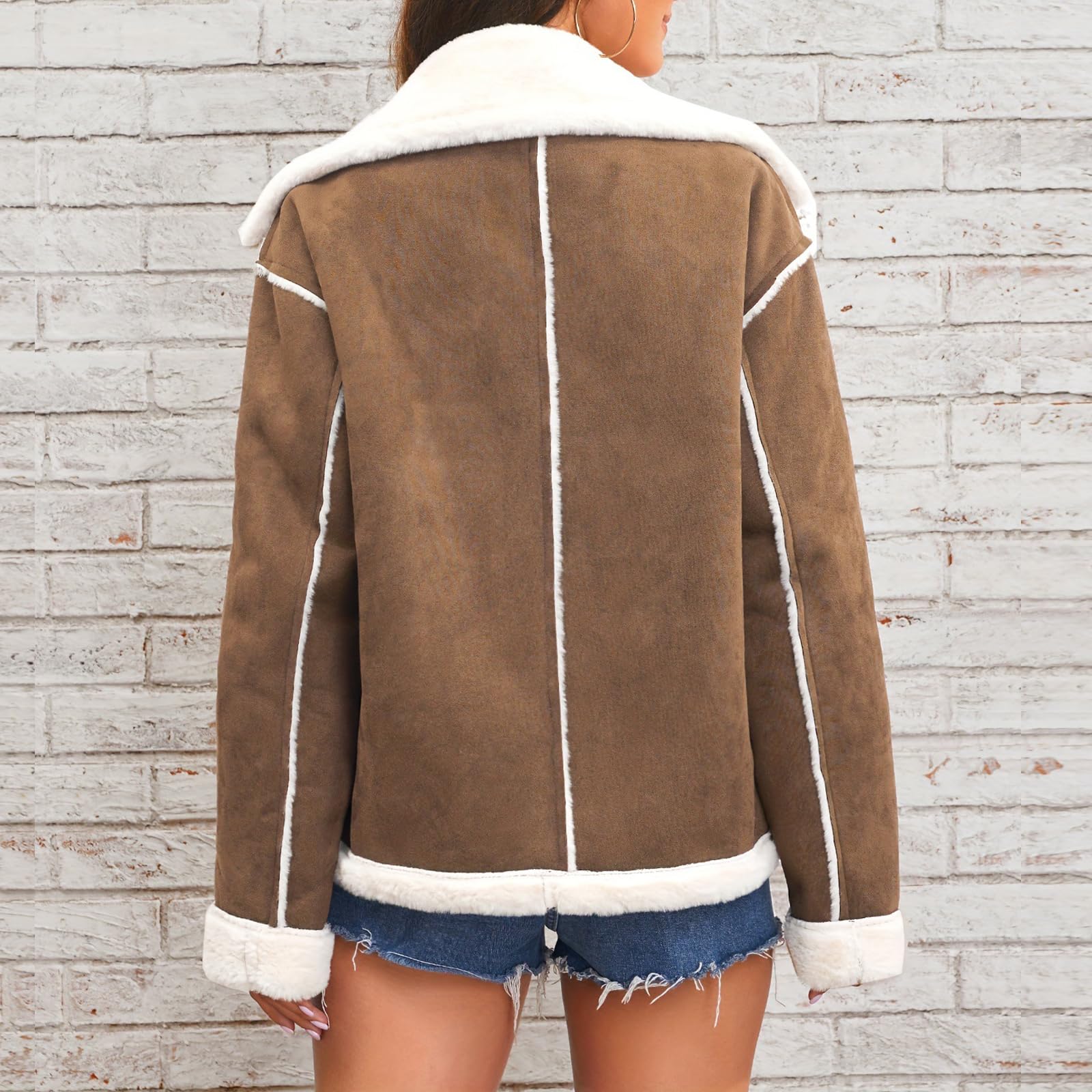 Generisch Winterjacke Damen Warm Wintermantel Gefüttert Jacke Reverskragen