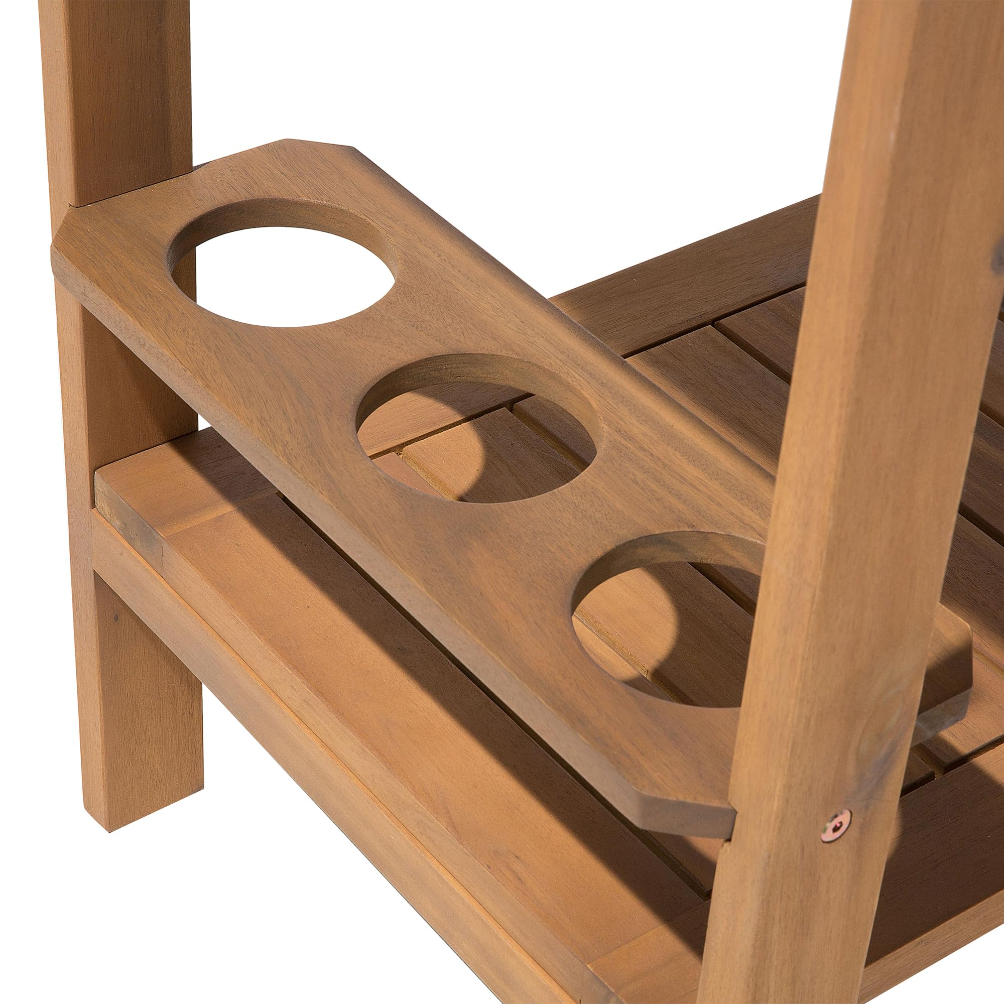 Beliani Carrello da giardino in legno di acacia con supporto per bottiglie