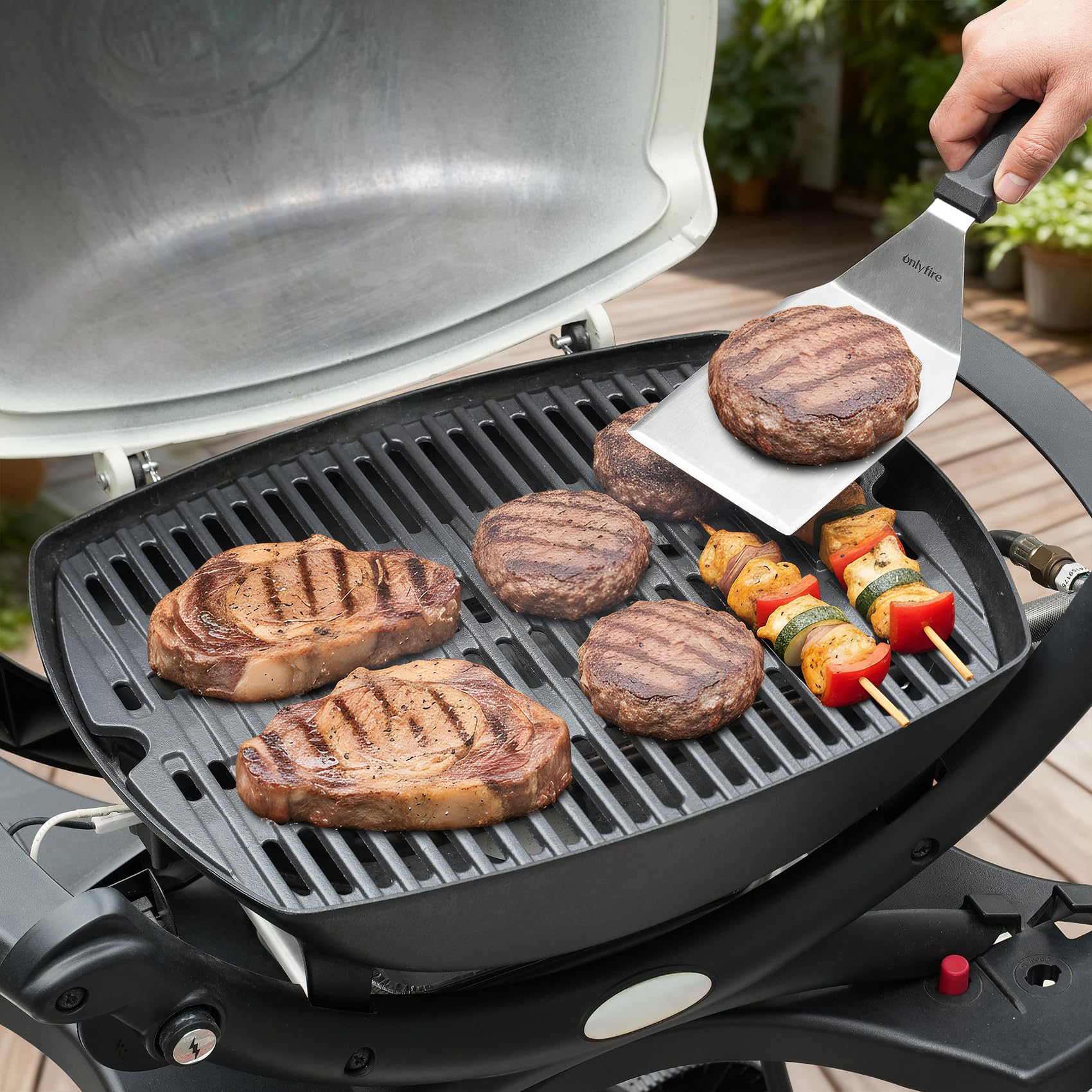 onlyfire Ghisa Griglia per Weber Q1000, Q1200, Q1400 Grill a Gas,BBQ Grid Grill Ricambi Barbecue Gas Ghisa Accessori per Weber 7644 Griglia,Set di 2
