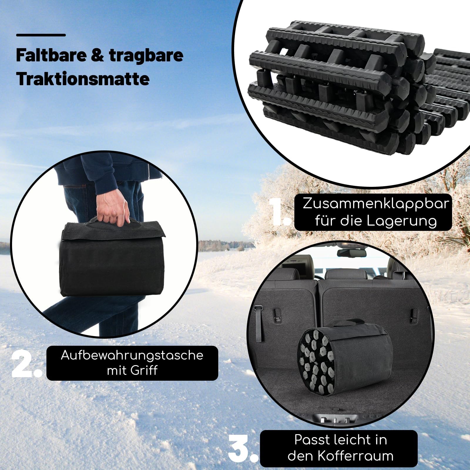 COSTWAY 2 Stücke Anfahrhilfe Auto, Sandbleche Offroad, Traktionsmatte für Sand Schnee EIS Schlamm, Offroad Tracks Traction Mats, Traktionshilfe mit Tasche für Wohnmobil/PKW/LKW (82 x 21 x 2,8 cm)