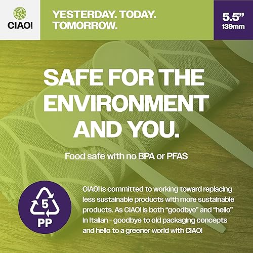 Miniatura 4 de CIAO! Cuchara blanca desechable de peso medio de polipropileno (caja de 1,000)