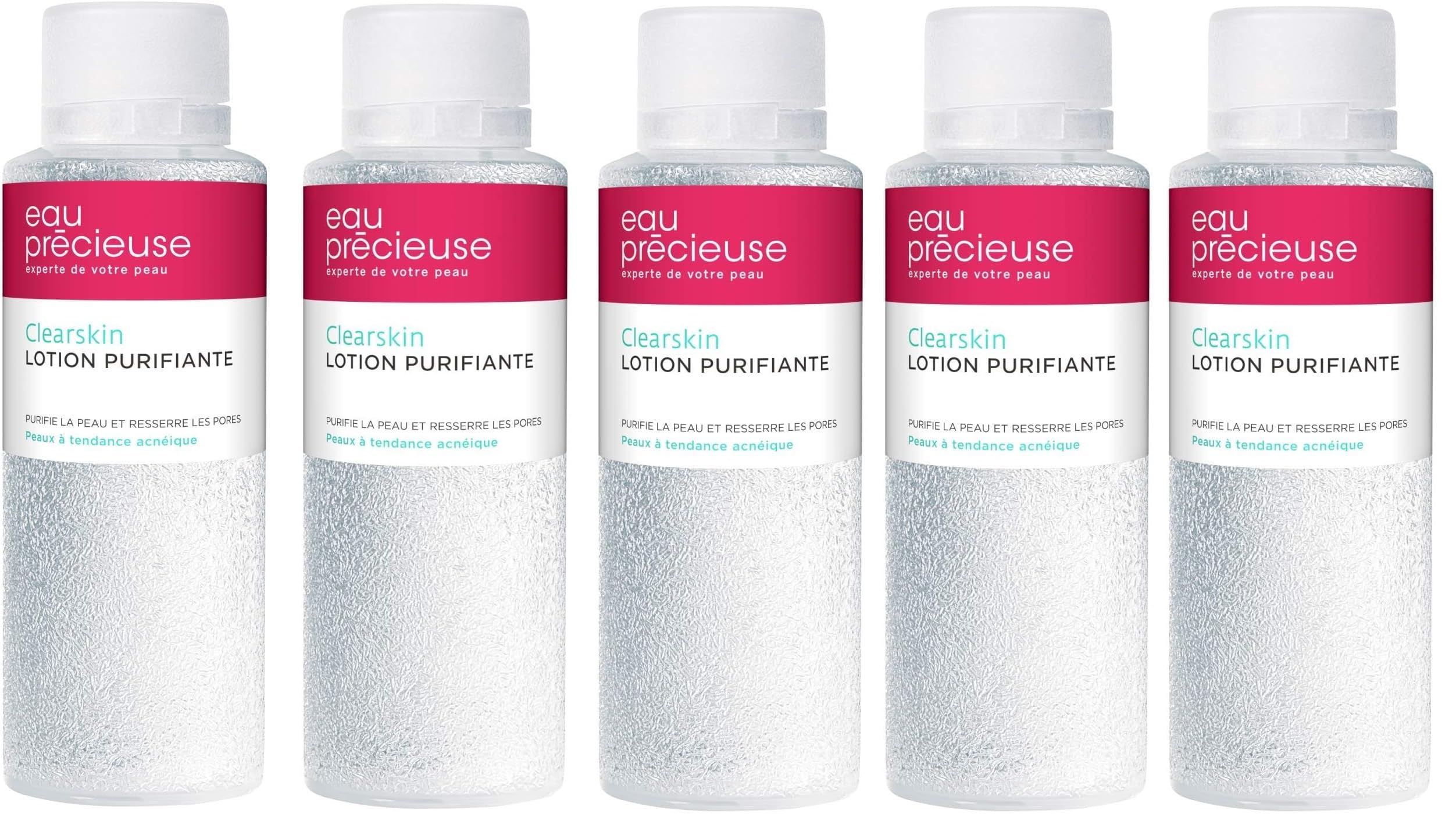 au Précieuse Pack of 5 Bottles - Clearskin Purifying Lotion - Cleanses and Purifies the Skin - Tightens Pores - Removes Impurities - Care for Acne-prone Skin - 375 ml