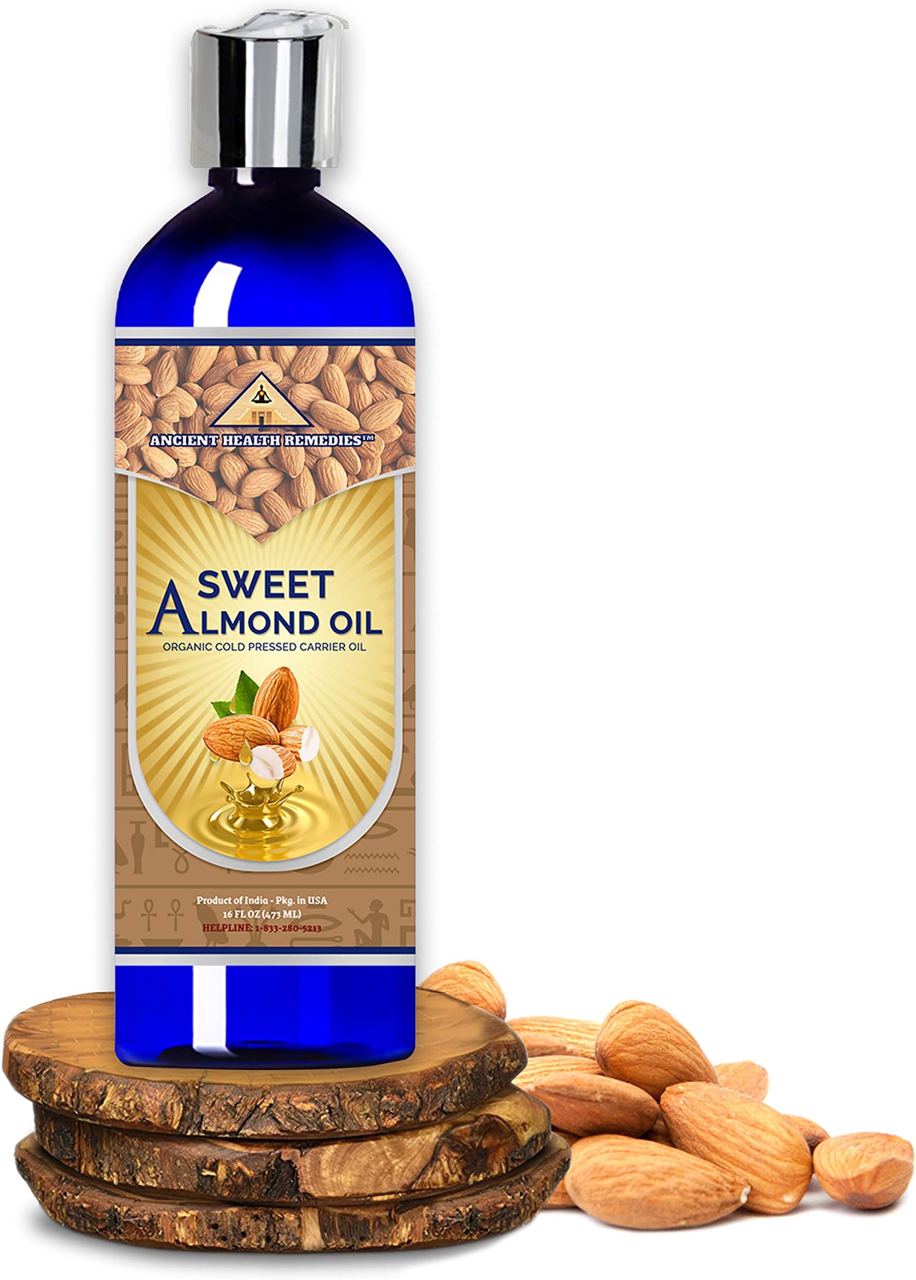 All-Natural Cold Pressed SWEET ALMOND CARRIER OIL Greatly Priced Bulk Wholesale Oil For Beauty Skin Moisturizing DIY Body Butter,Hair & Skin Care Darkening (16 oz)