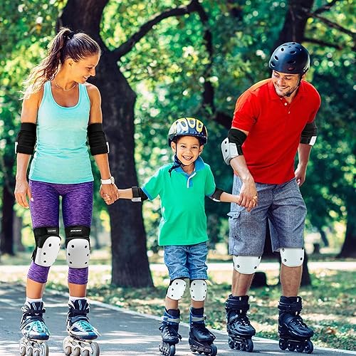 Miniatura 5 de ONTYZZ Protector de patinaje en línea para adolescentes y adultos, protector de rodilla, protector de codo, protector de muñeca 6 en 1, juego de