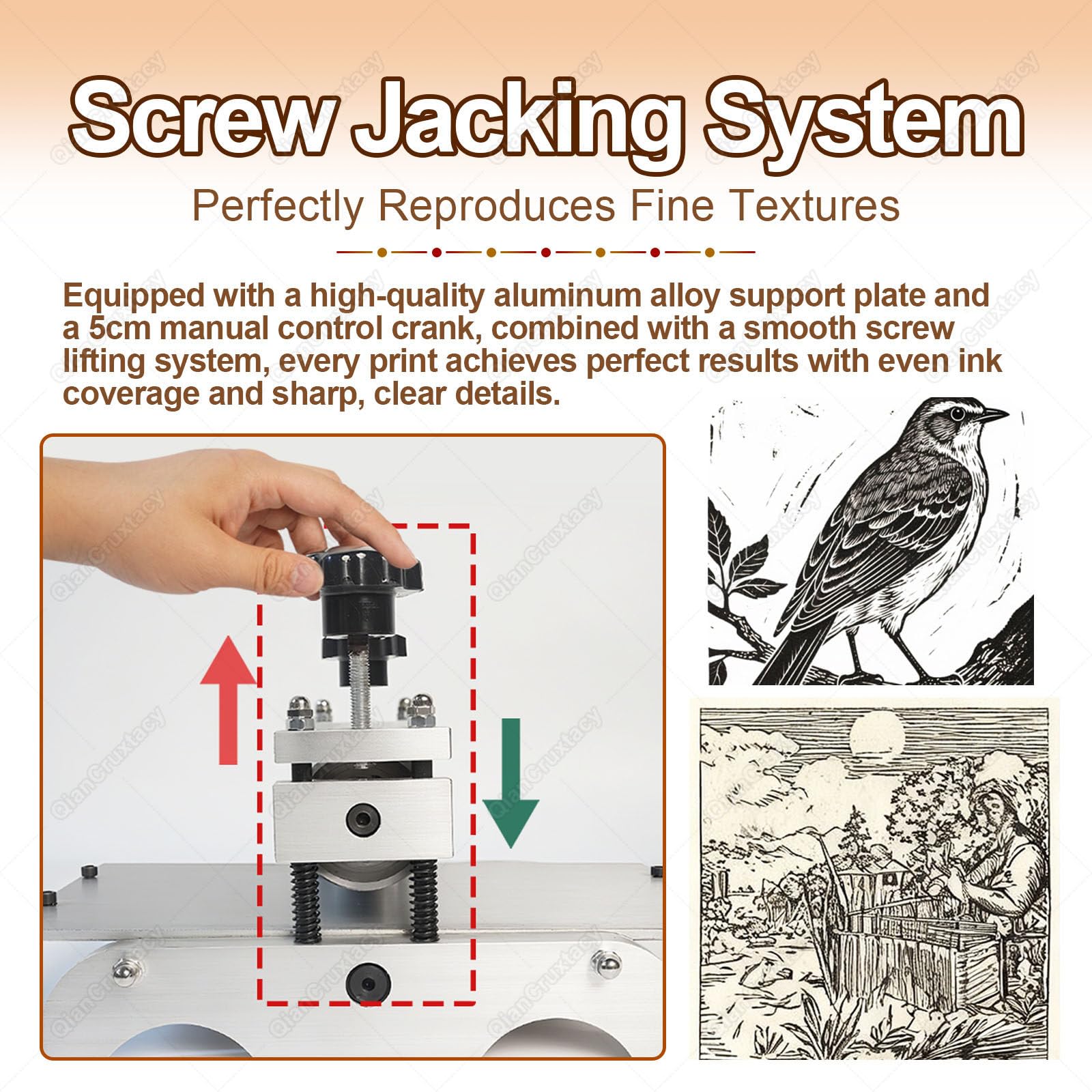 Presse à Graver Manuelle Portable avec Surface 14x7 Pouces,Machine d'impression Multifonctionnelle avec Rouleau en Acier de Précision,pour l'impression Professionnelle sur Bois et cuivre