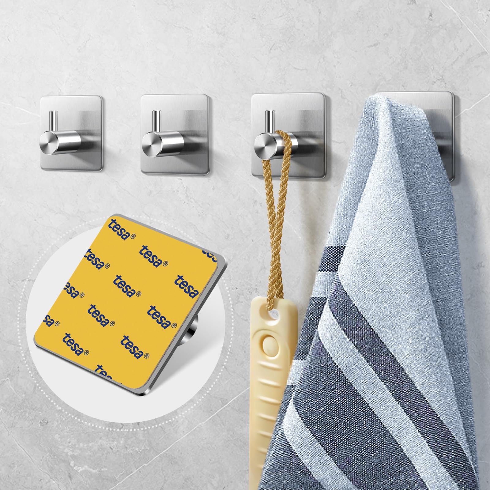 Ganci Autoadesivi Per Asciugamani Sagittarius One - 2 Pezzi In Acciaio Inox Cromato, Senza Foratura