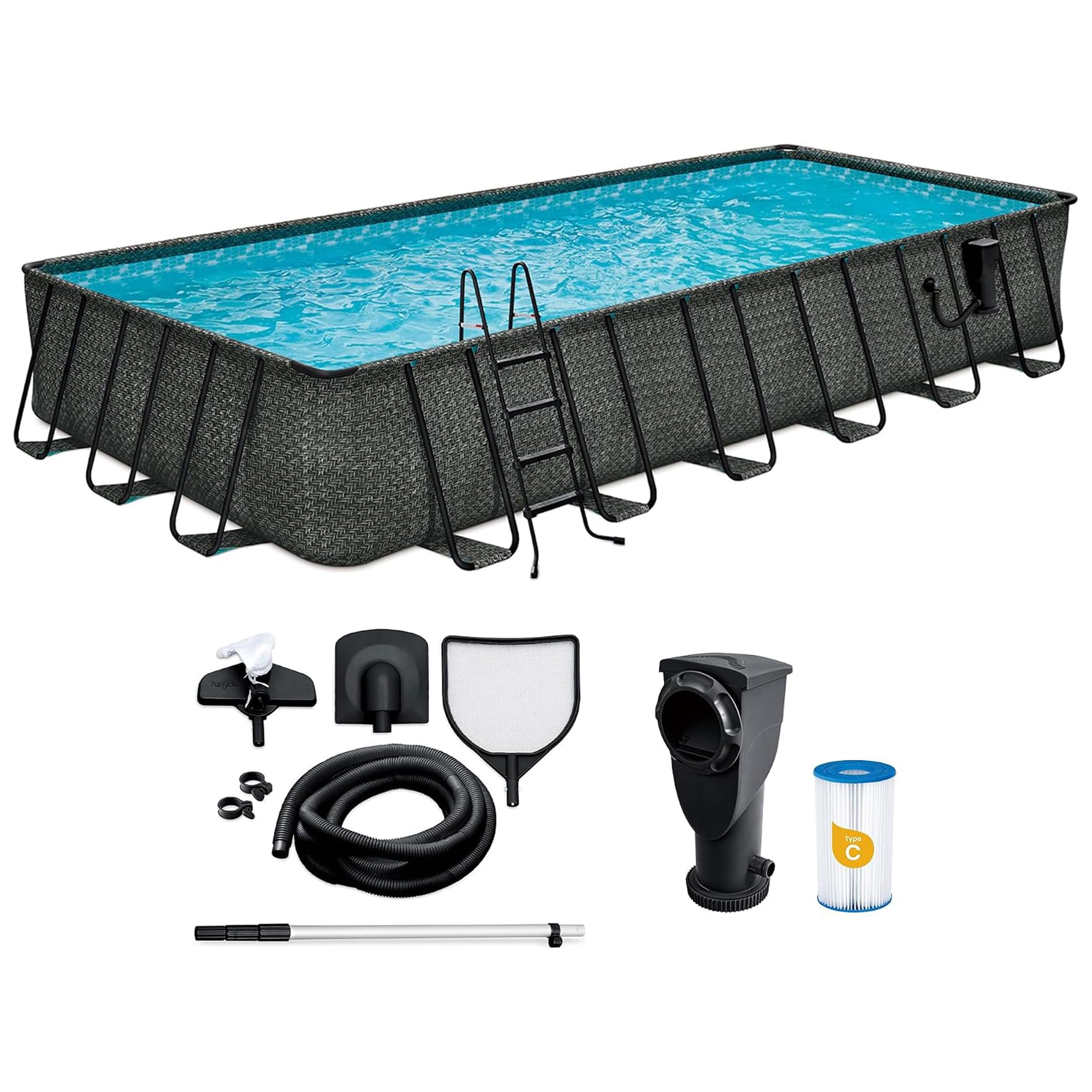 Funsicle Oasis Designer Lap 24' x 12'x 52" Rectangular Above Ground Swimming Pool
