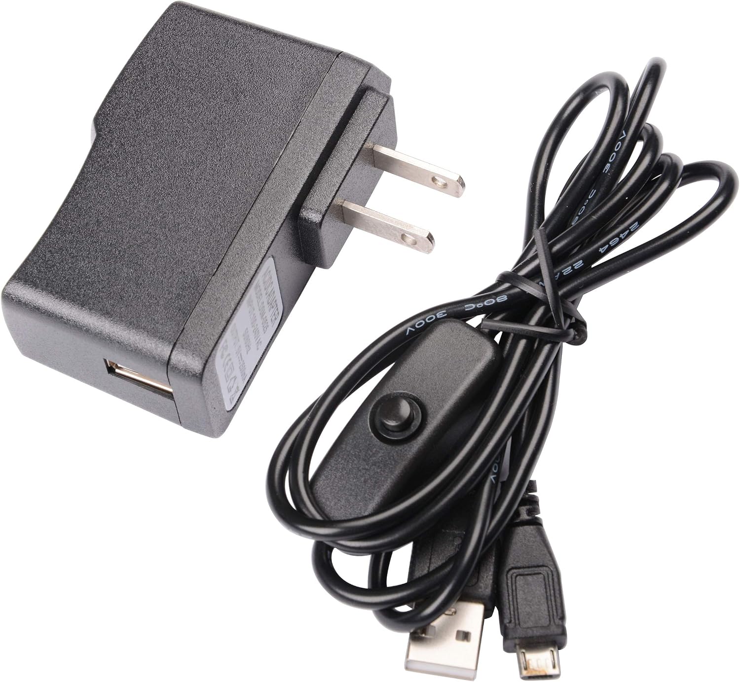 MUZOCT 5V/2.5A Power Supply Micro USB Charger Adapter with On Off Switch for Raspberry Pi 3/2 Model B