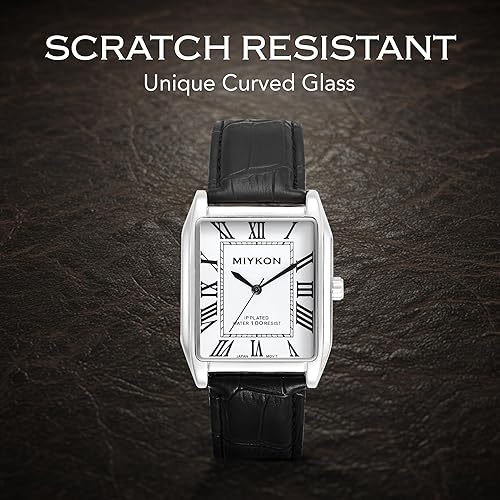 Miniatura 9 de Miykon Vintage Watches for Men Classic Tank Square Analog Watch with Genuine Leather Wrist Strap, Mens Dress Watches Japanese Quartz, Waterproof
