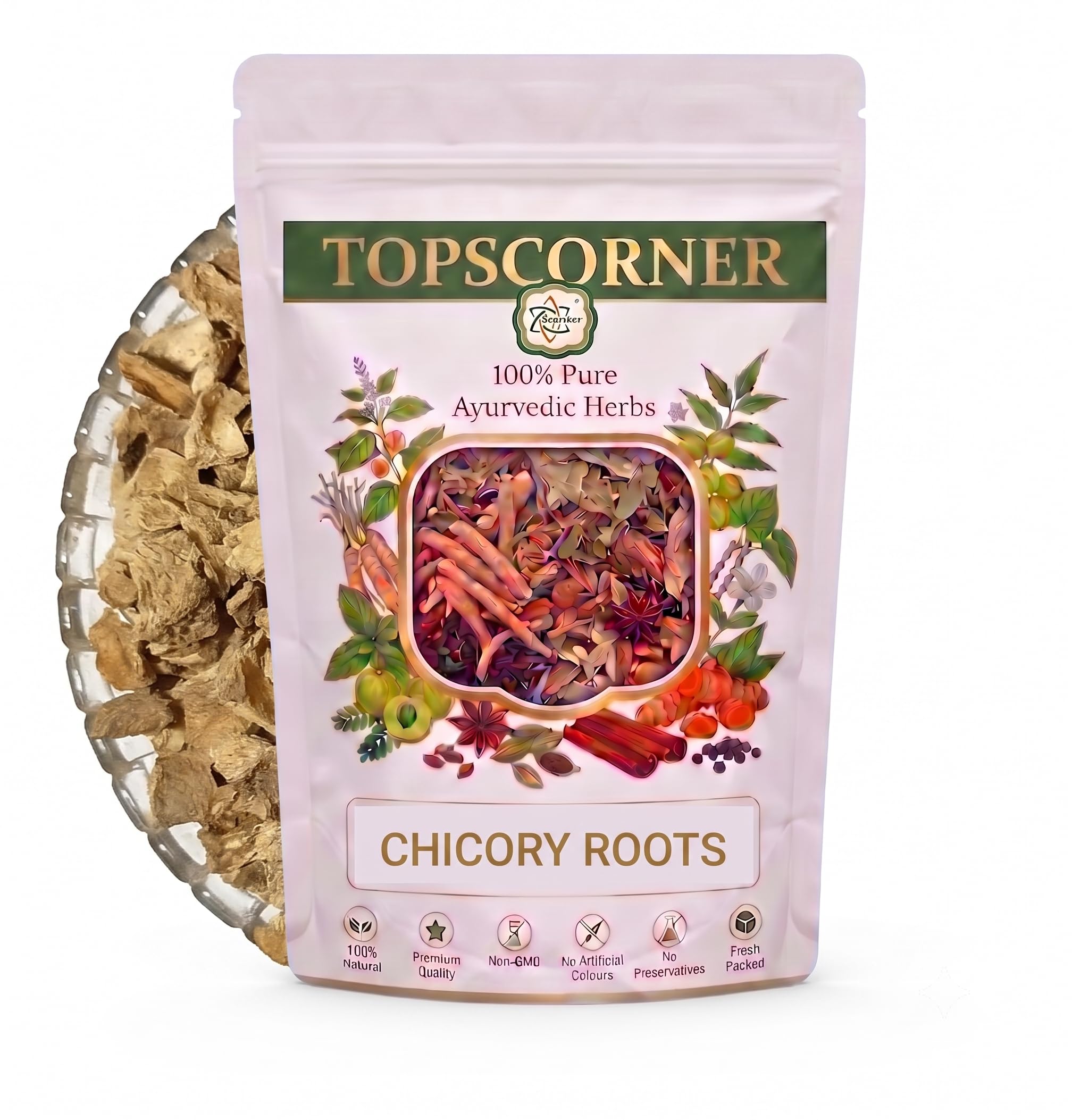Topscorner Kasni Jadd Whole Chicory Root for Hepatic Wellness, Prebiotic Gut Health and Caffeine-Free Coffee Substitute, Plant Based, Pack of 2, 500 Grams-image-1