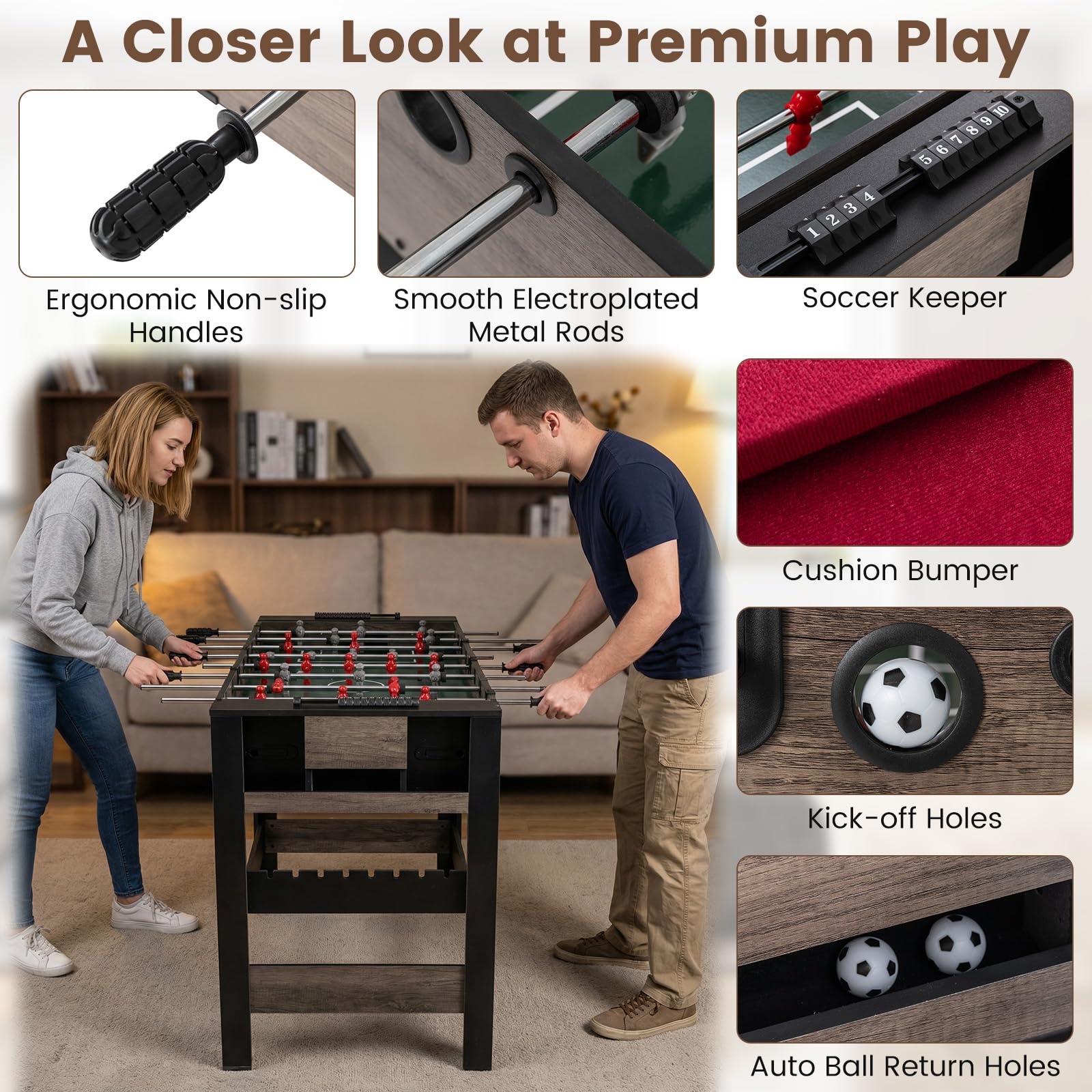 FANTASK 2-in-1 Drehbarer Multifunktionsspieltisch Tischkicker Billard Komplett Set mit Zubehör