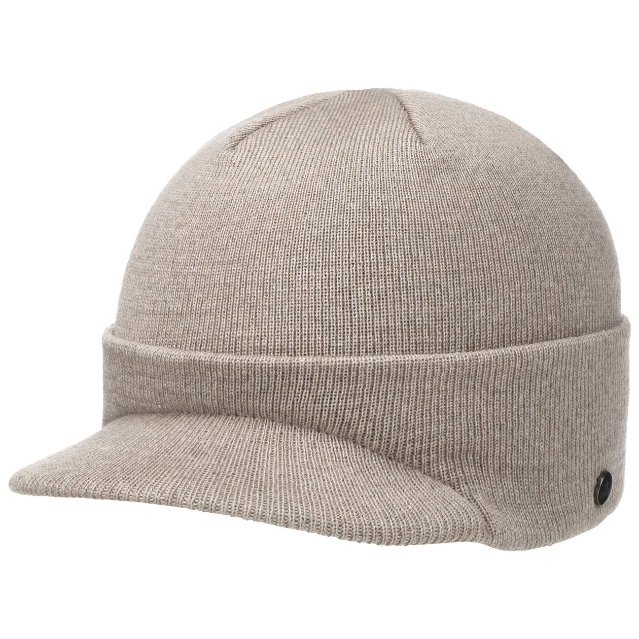 Lierys Fine Merino Knitted Hat Ladies’/Men’s (Visor 4.8 cm) - Winter hat Made of Merino Wool - Knitted hat in one Size (54-59 cm) - Cap with Visor Autumn/Winter Beige One Size