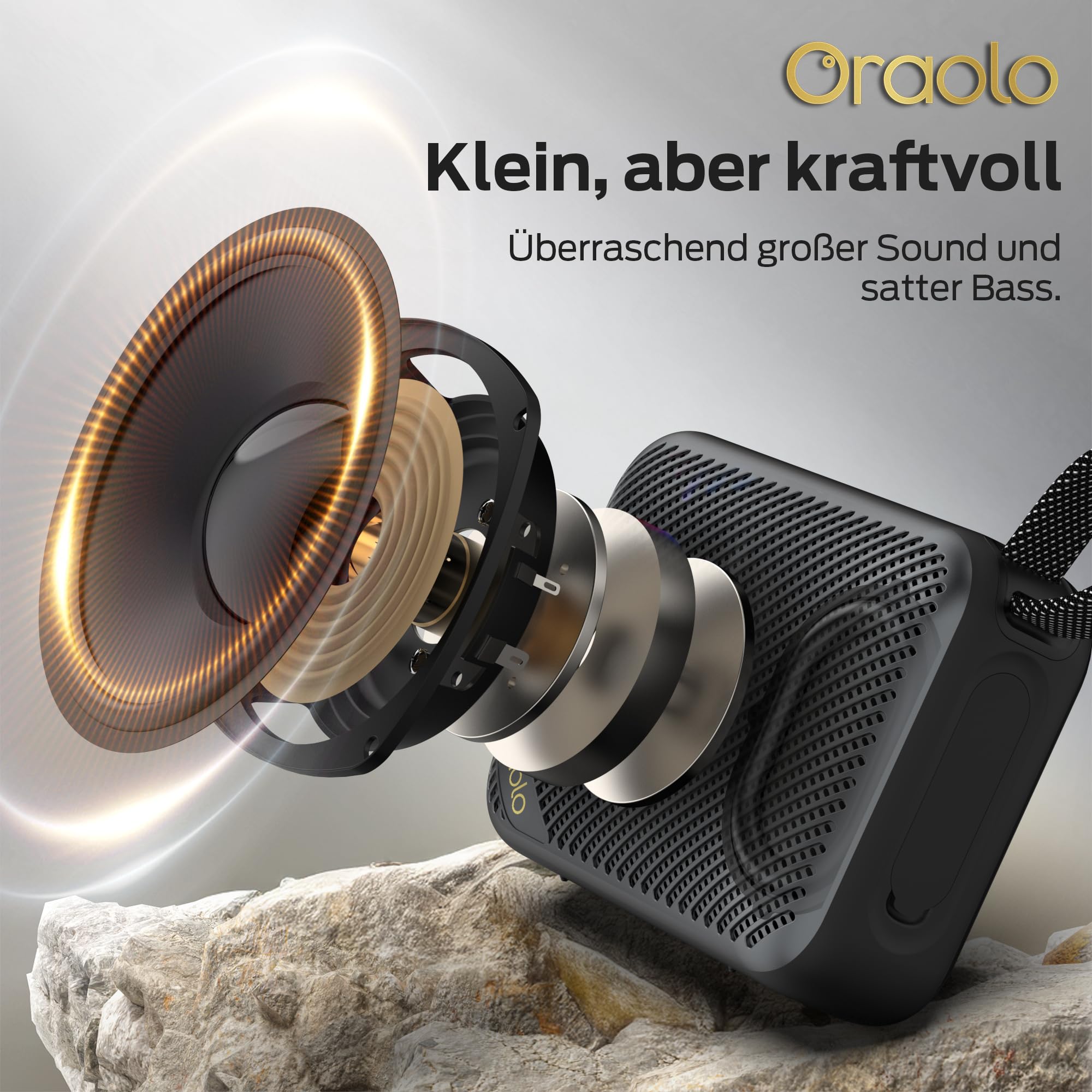 oraolo Tragbare Bluetooth Lautsprecher Mini Speaker Wireless Klein Musikbox | 20H Laufzeit Bluetooth 6.0 IPX7 Wasserdicht für Zuhause Radfahren Outdoor