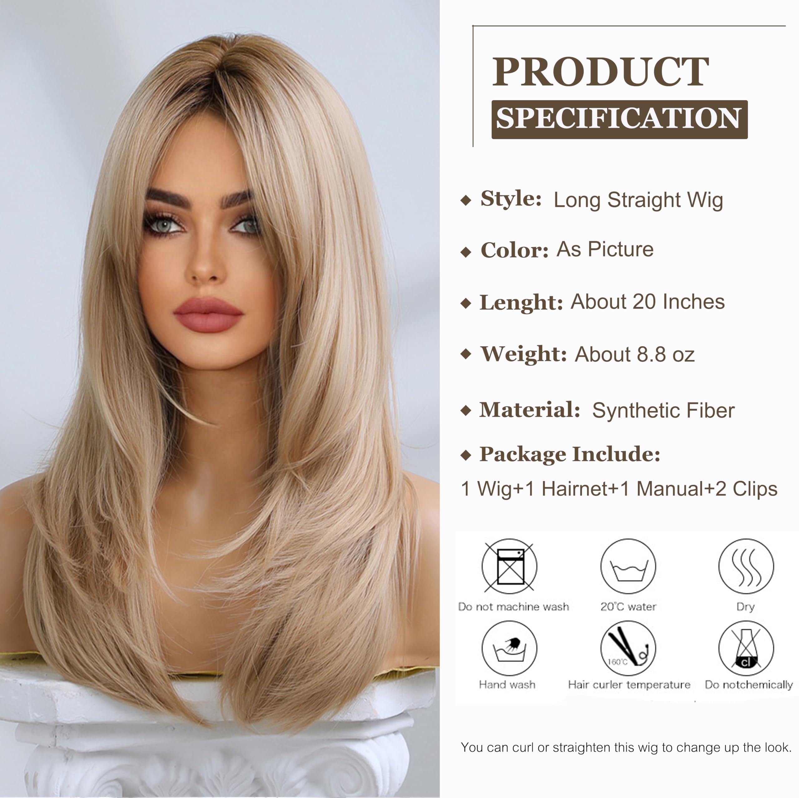 Amazon.com : Esmee Long Straight Blonde Wigs for Women  display picture 2