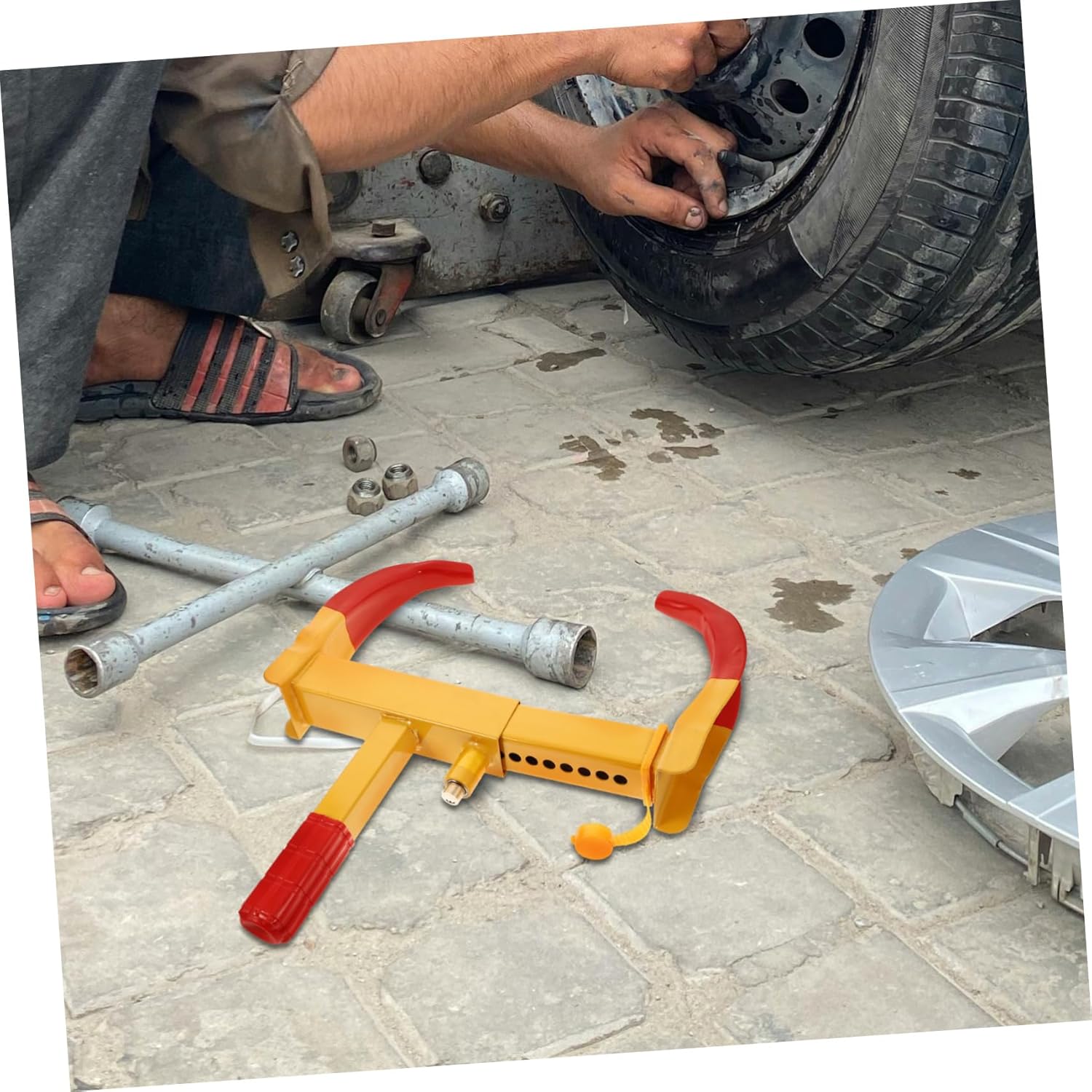 Mobestech Heavy-Duty Wheel Lock Design for Atvs Trailers and Motorcycles Theft Clamp for Secure Vehicle Protection