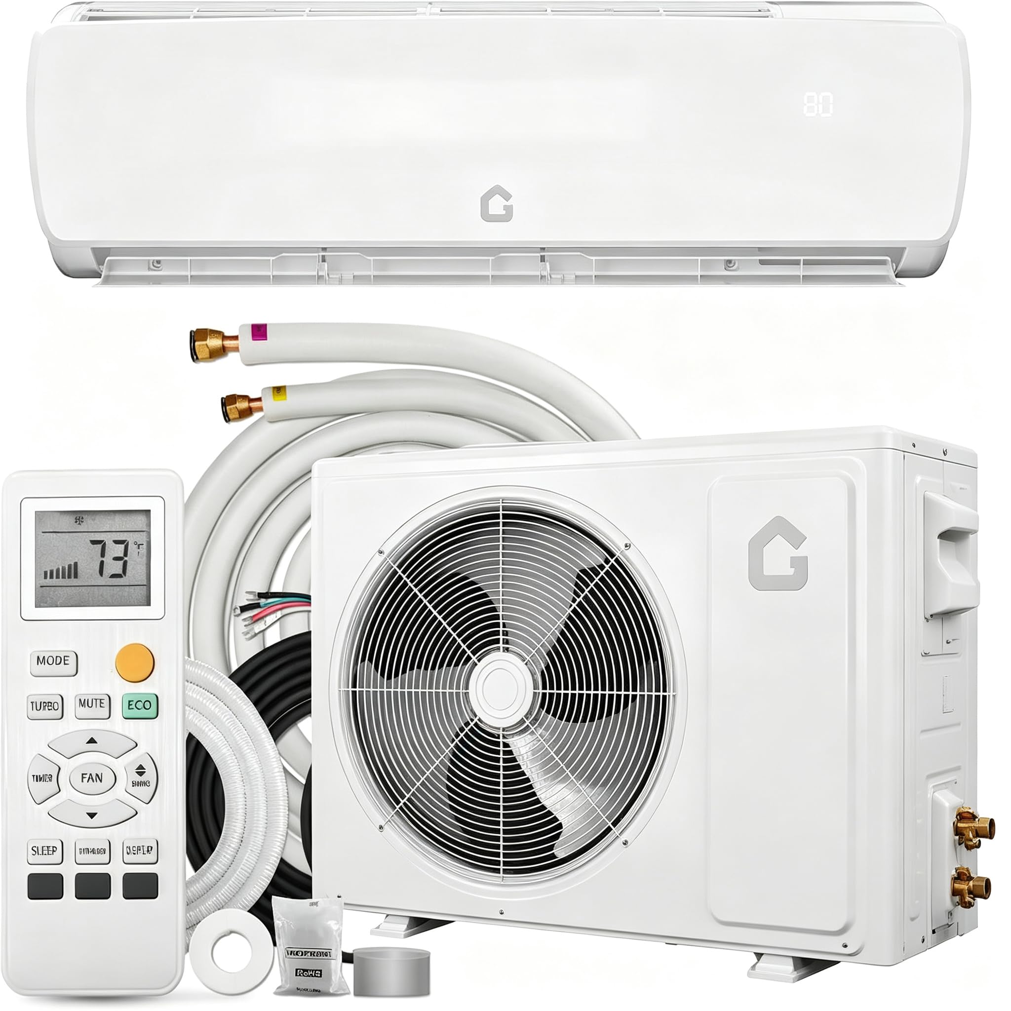View 1 of 12000BTU Mini Split AC/Heating System, 19 SEER2 115V