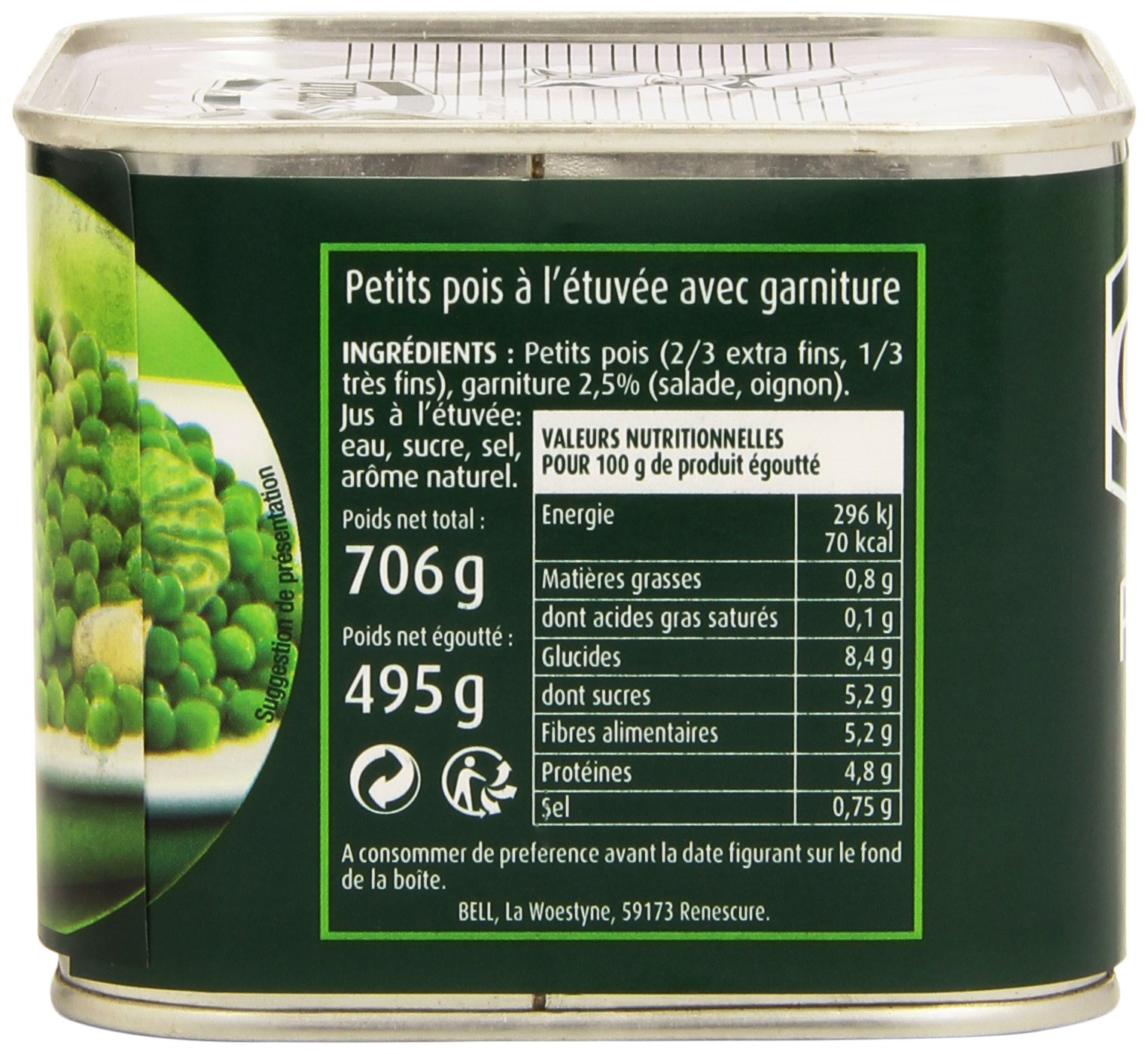 Cassegrain Guisantes pequeños y fondant, 495 g, 6 unidades