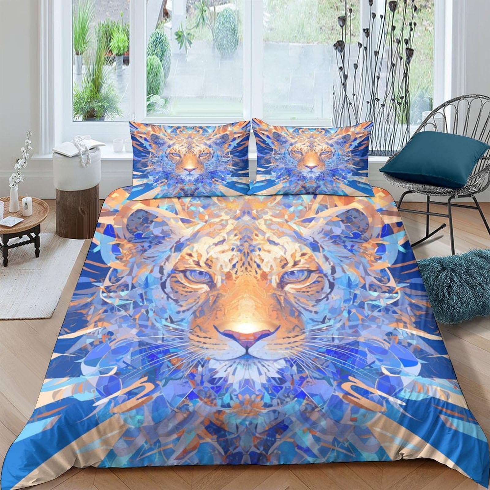 Parure de lit housse de couette lion king size 220x240 avec ses taies d'oreiller