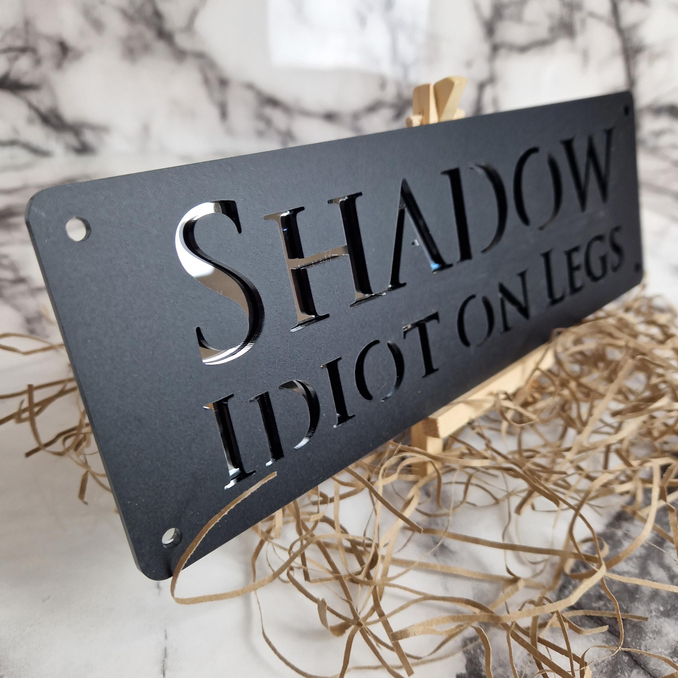 Silver Mirror and Black Personalised Horse stable Pony laser cut name door plate sign (L9-No image)