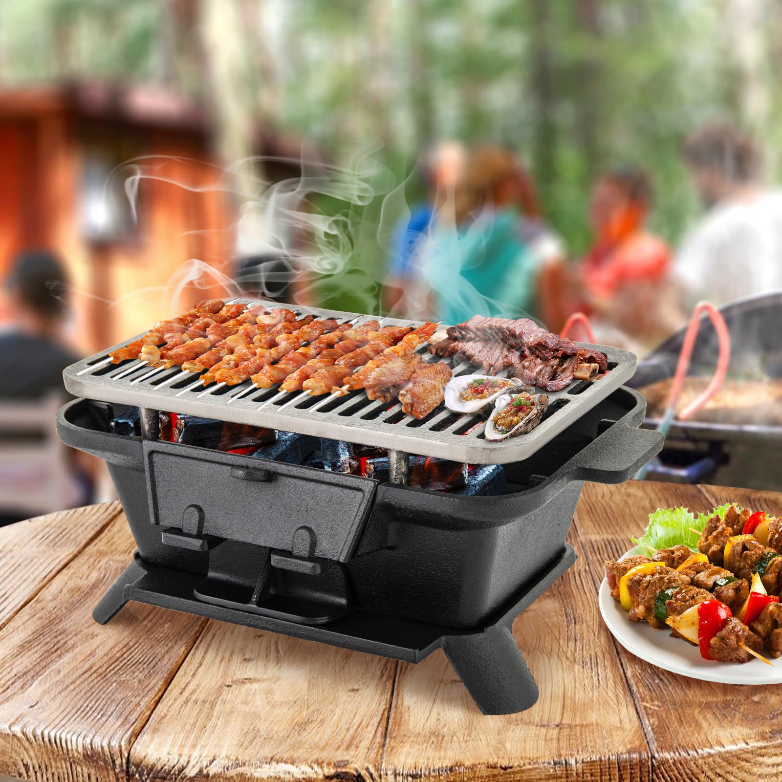 Amazon.com: Moccha Cast Iron Hibachi Grill, Tabletop Charcoal