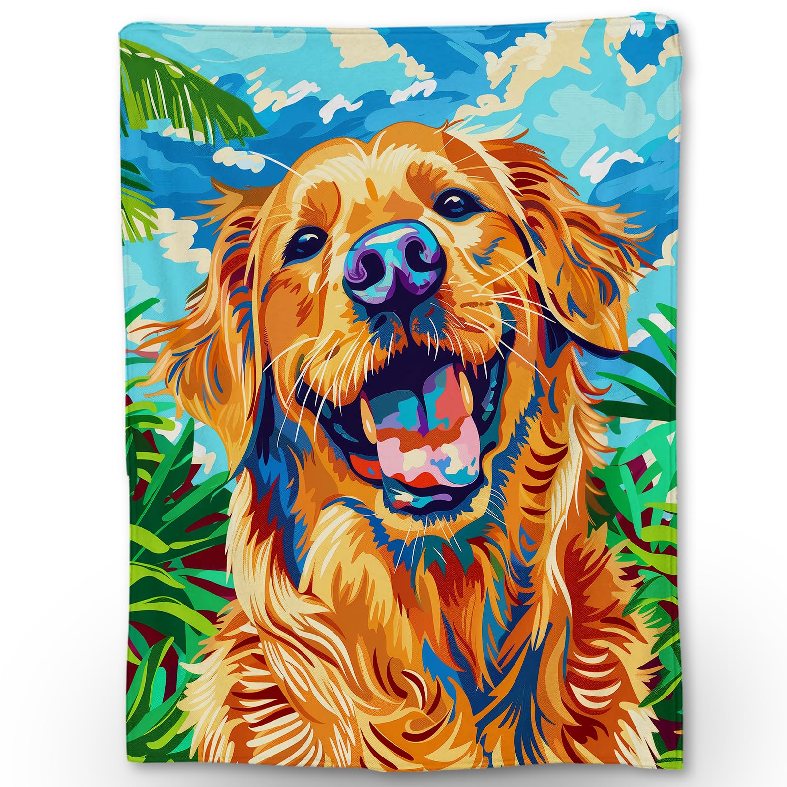 Ti Caldi Funny Golden Retriever Dog Blanket, Soft Flannel Animal Throw Blanket for Couch, Bed, Travel & Home Decor, Cozy Lightweight Warm Fuzzy