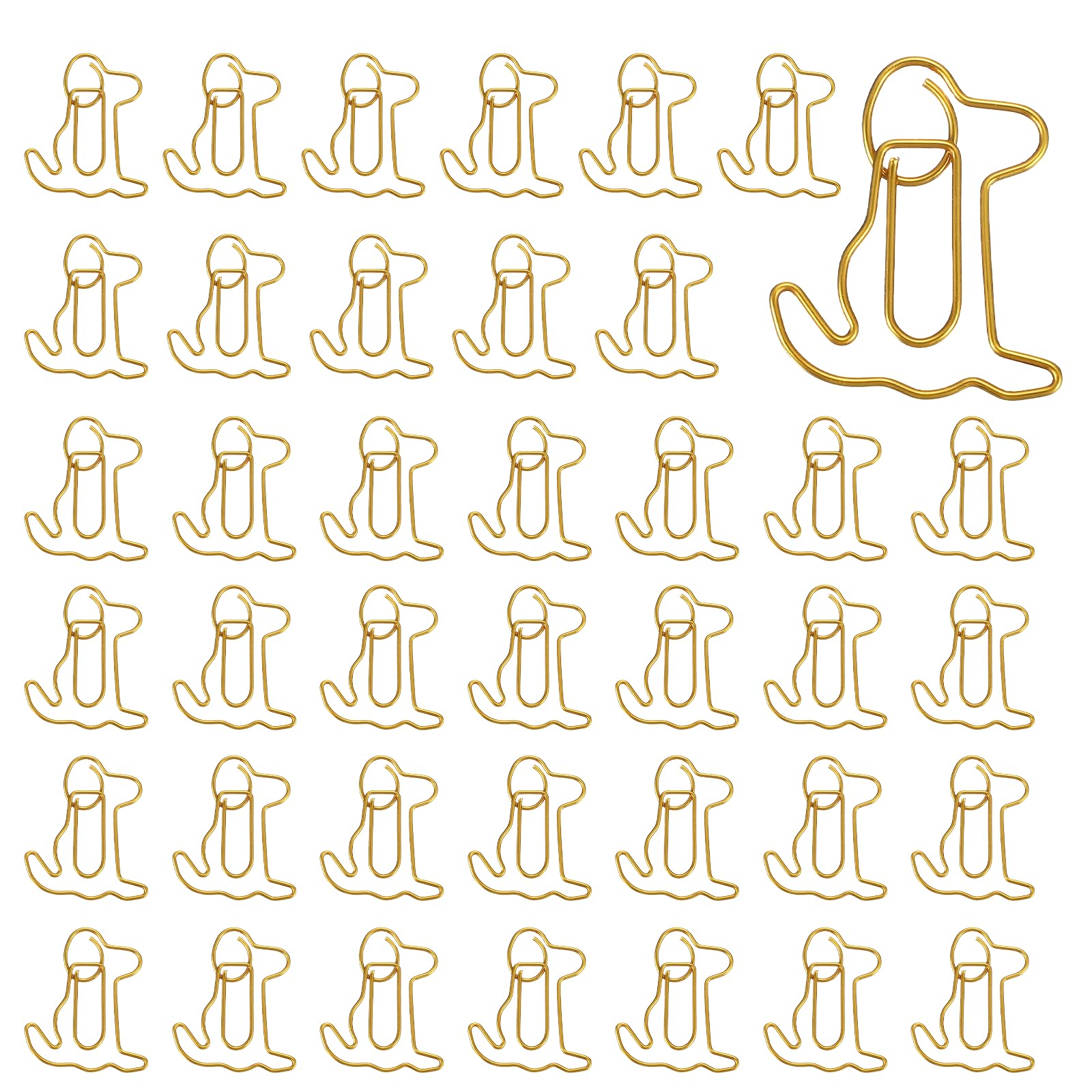 PATIKIL 40Pcs Paper Clip, Dog Shape Metal Paper Clip Rust-Proof Small Cute Lovely Decorative Bookmarks for Notebook Document Office Home Supplies, Gold