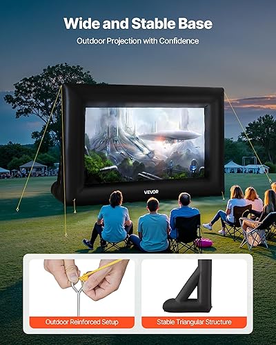 Miniatura 5 de VEVOR Pantalla de proyector inflable de 14 pies, pantalla de cine inflable para exteriores con soplador de aire de 120 W, pantalla de proyección de