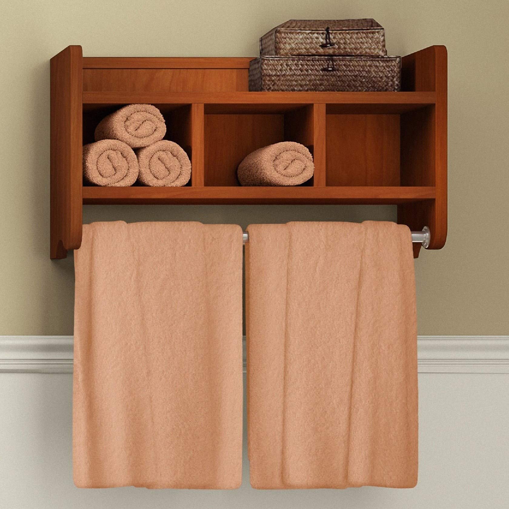 Alaterre Furniture Logan Bath Storage Shelf with Two Towel Rods, 25