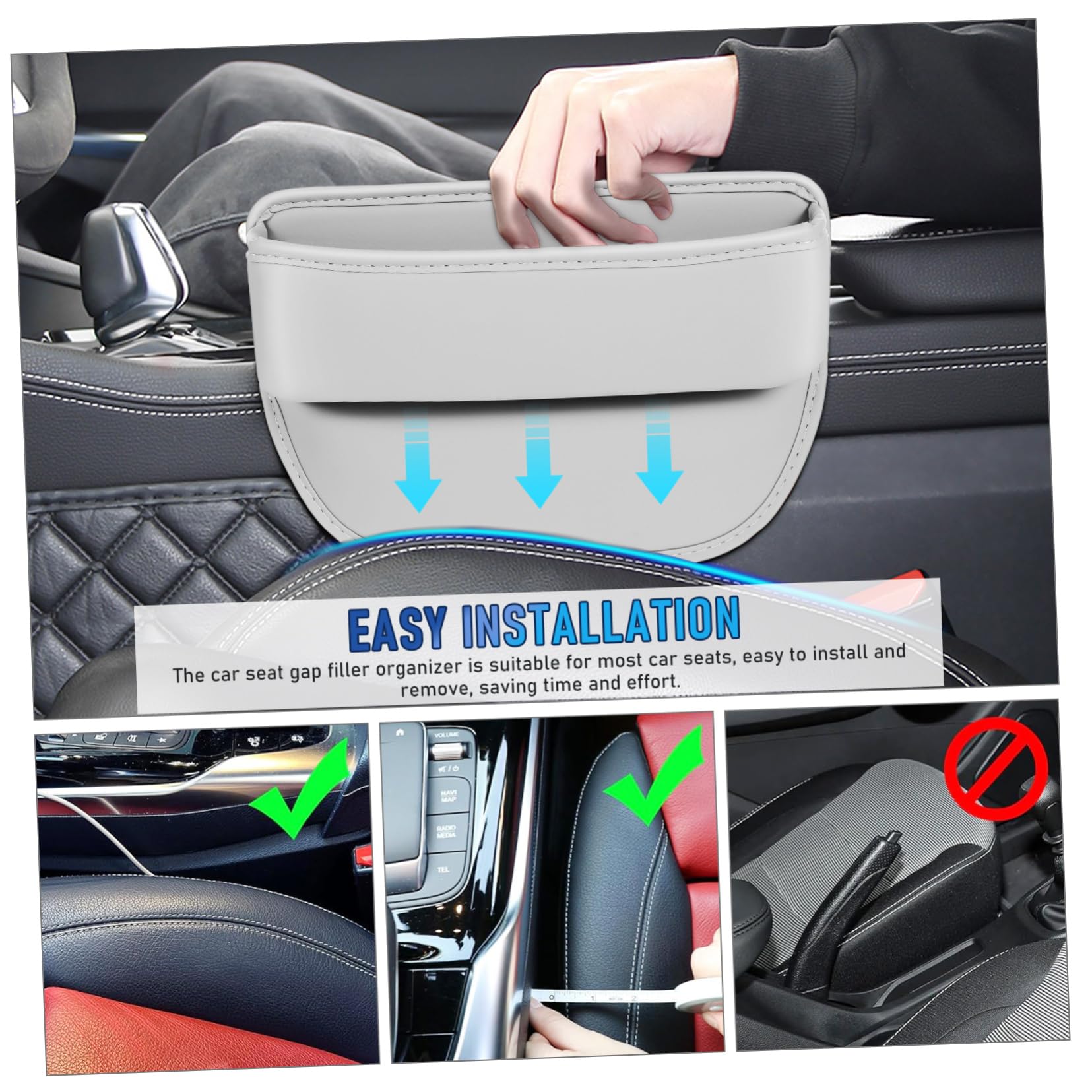 Ciieeo Caja para Asiento de Coche 2 Uds de Cuero, Organizador Práctico
